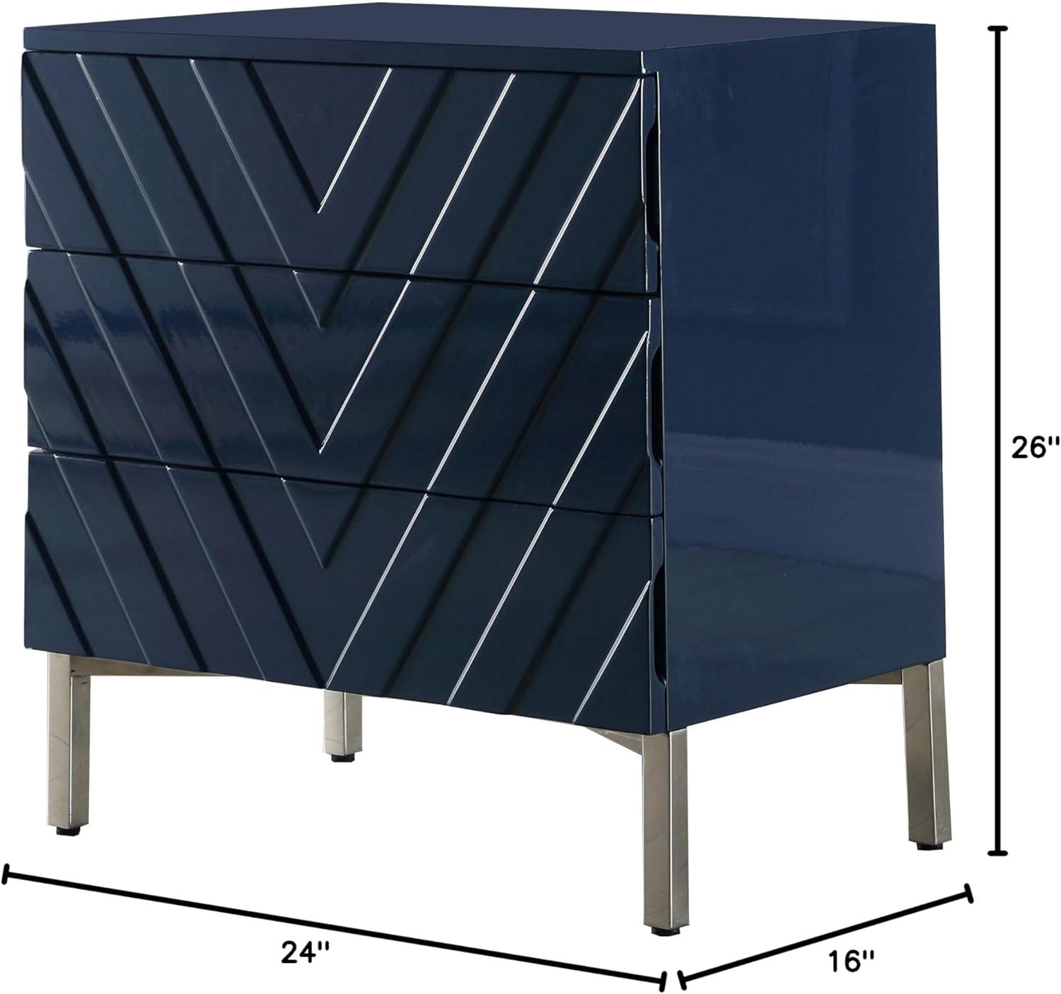 Collette Accent Table in Navy Lacquer/Chrome-Meridian Furniture