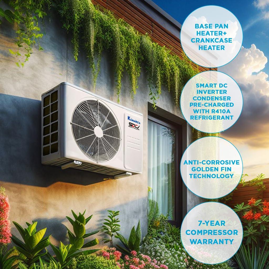 Klimaire 36,000 BTU 17.5 SEER2 Wi-Fi-Enabled Ductless Mini-Split Heat Pump Air Conditioner with Installation Kit, Up to 2,400 Sq. Ft