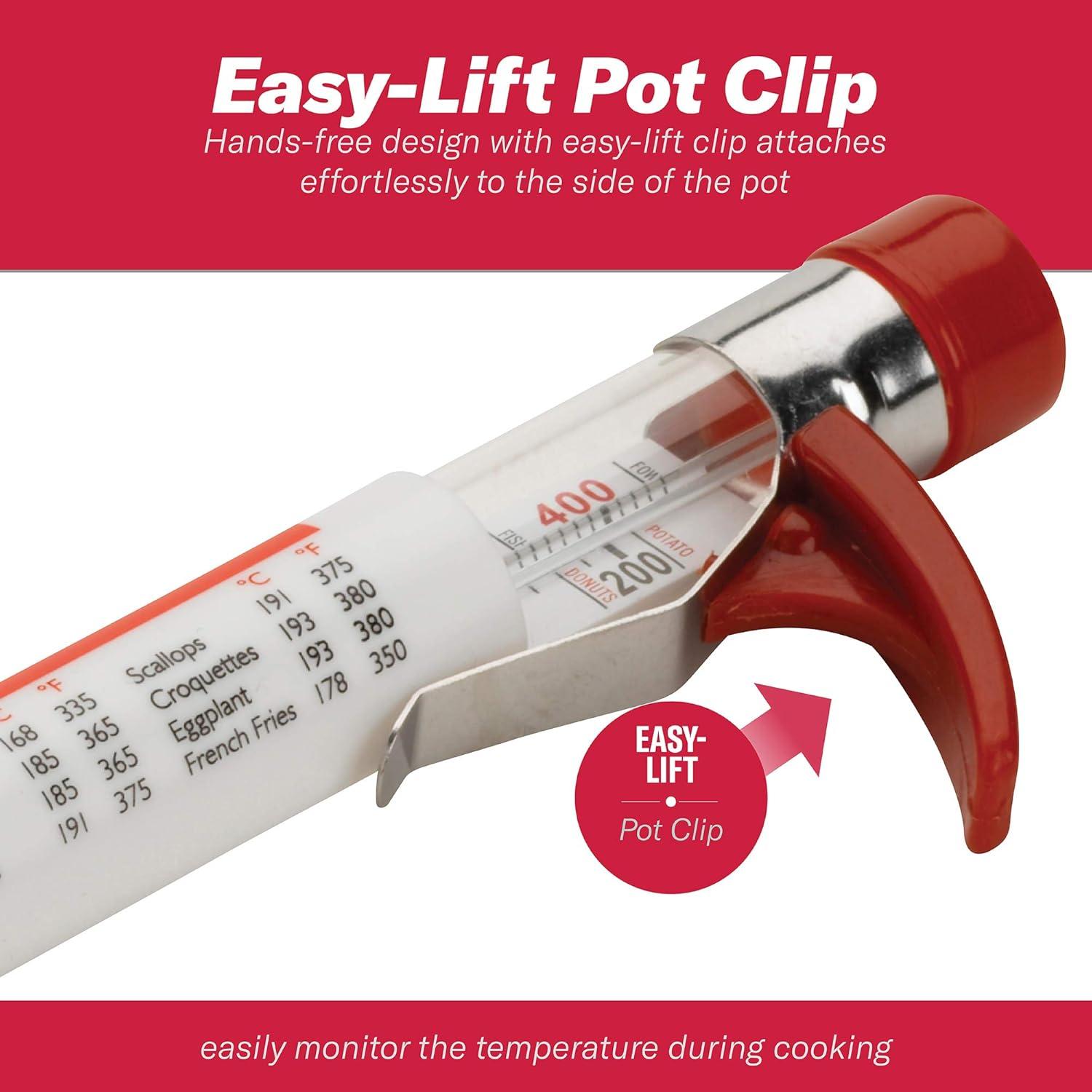 GoodCook Precision Candy and Deep Fry Thermometer with Storage Sleeve, Clear/Red