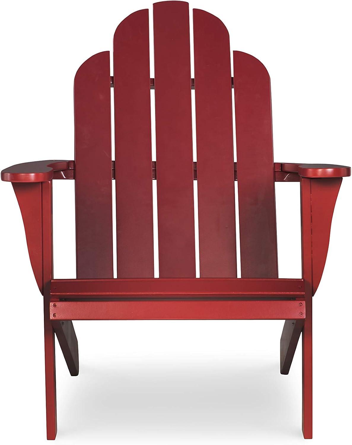 Linon Comfort Back Acacia Wood Adirondack Chair, Red Finish