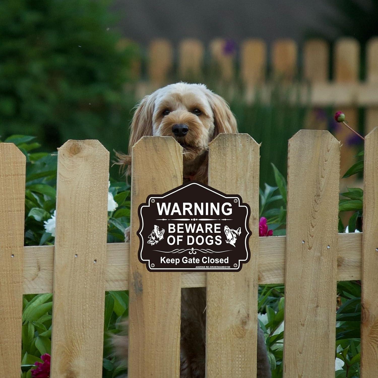 2Pack Beware of Dog Sign, You Have Been Warned No Responsible for Injury or Death - Indoor/Outdoor Fence Use - Metal Aluminum Rust Free | 7" x 9.8" Pre-Drilled Holes, Fade Resistant, Weatherproof