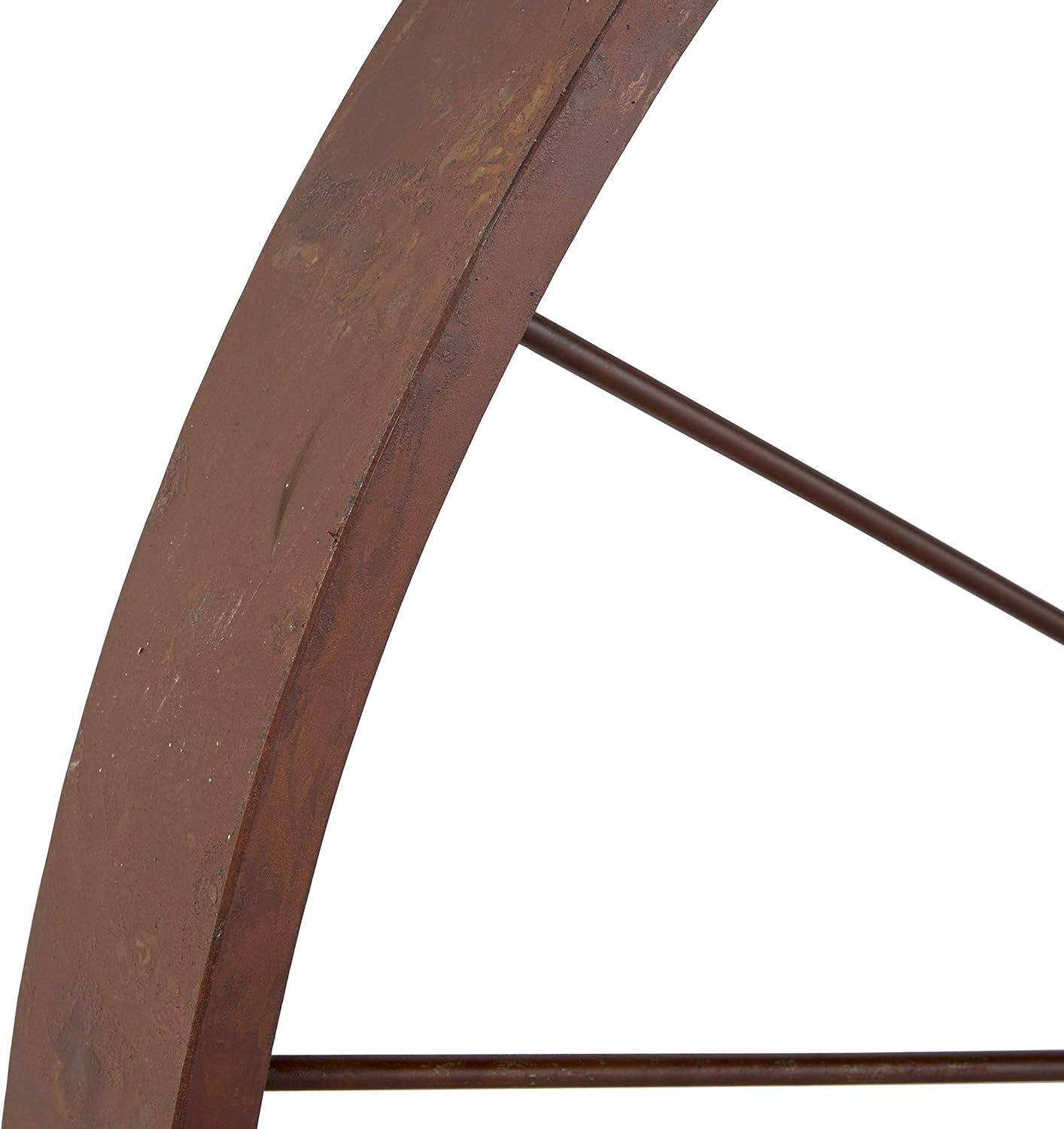 Decmode Large Red Metal Wheel Wall Decor, 43"