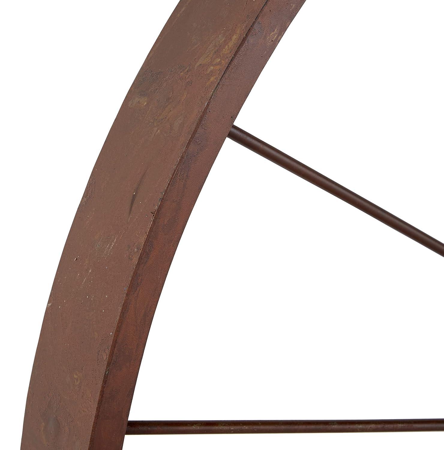 Decmode Large Red Metal Wheel Wall Decor, 43"