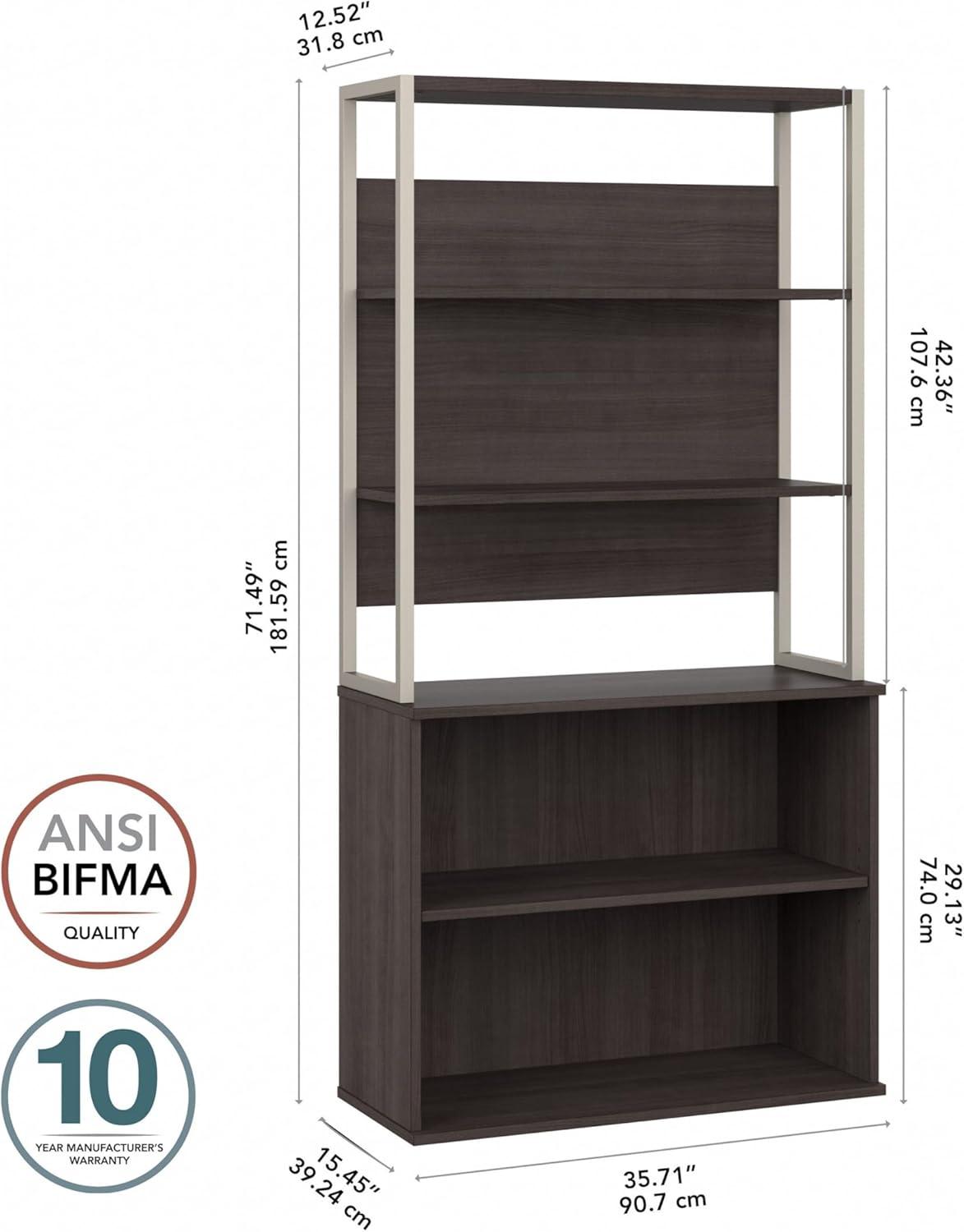 Modern Hickory Adjustable 4-Shelf Tall Etagere Bookcase