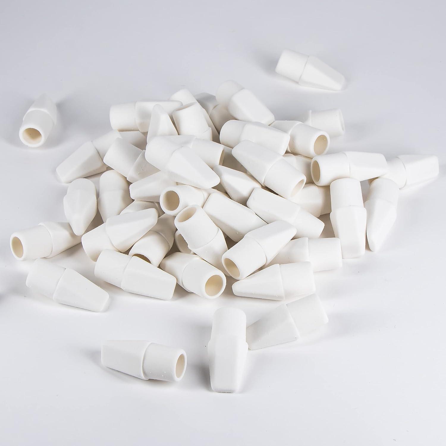 Pentel Hi-Polymer Eraser Caps, Latex Free, White 50-Pk