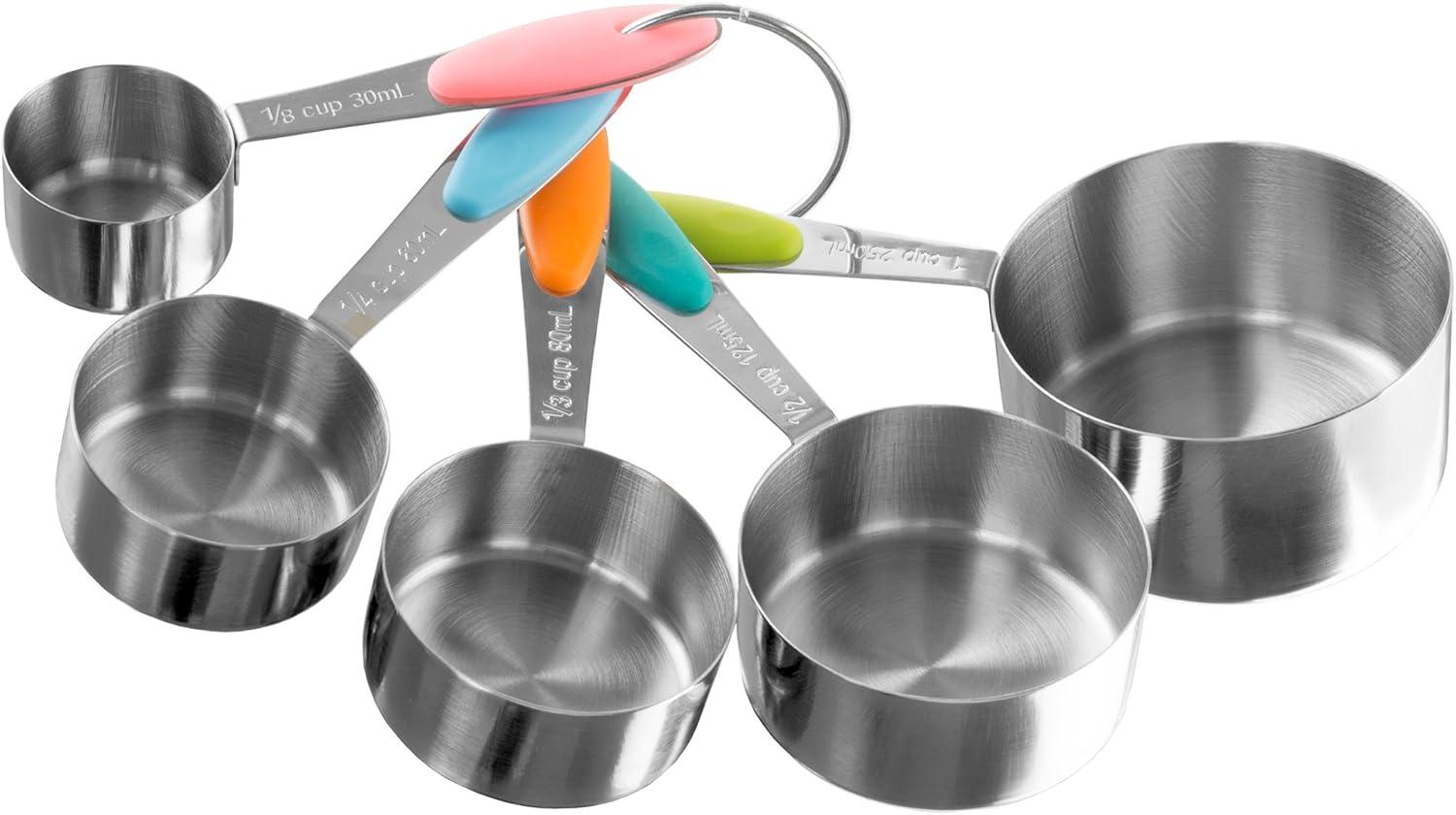 Classic Cuisine 5-Piece Measuring Cups Set with Colored Silicone Handles