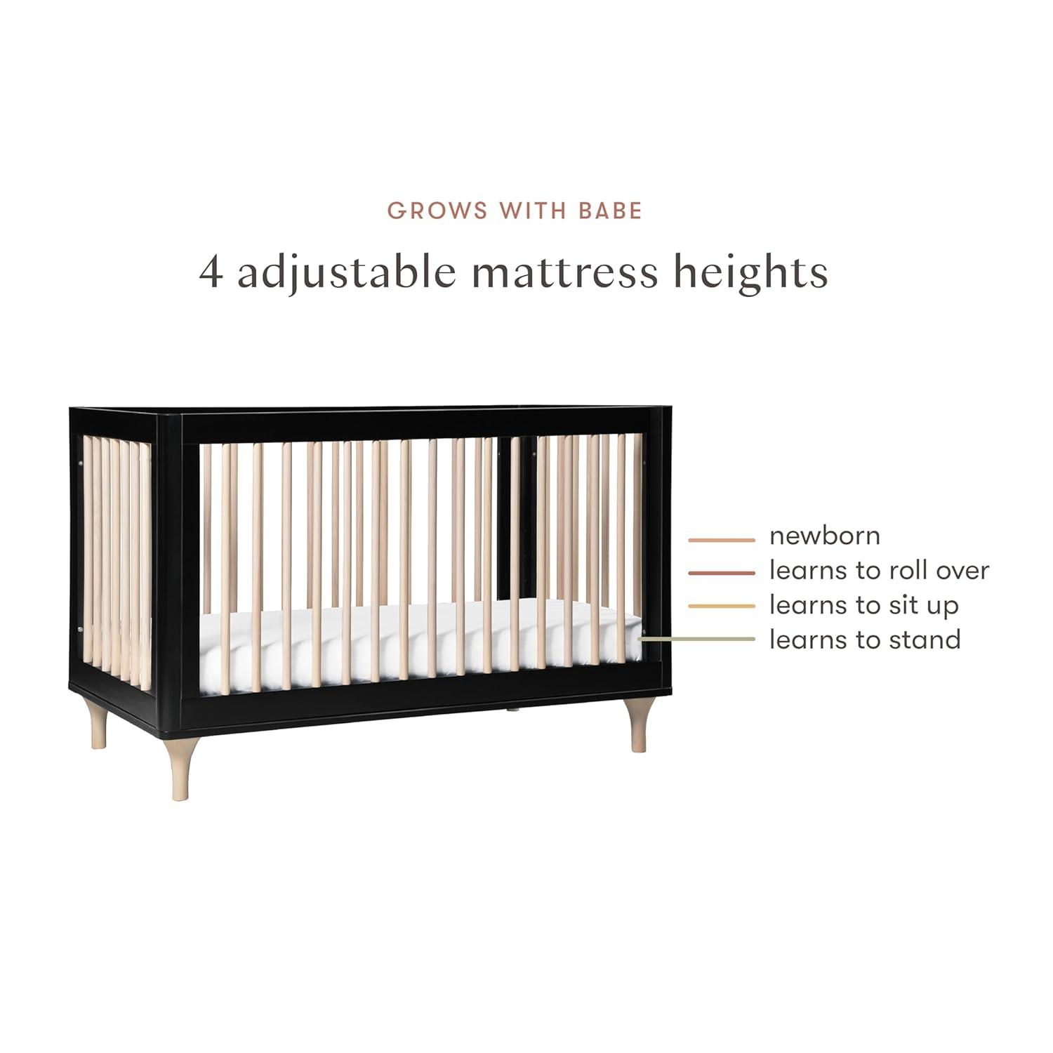 Babyletto Lolly Canyon Pink & Washed Natural Wood 3-in-1 Convertible Baby Crib with Toddler Bed Conversion Kit