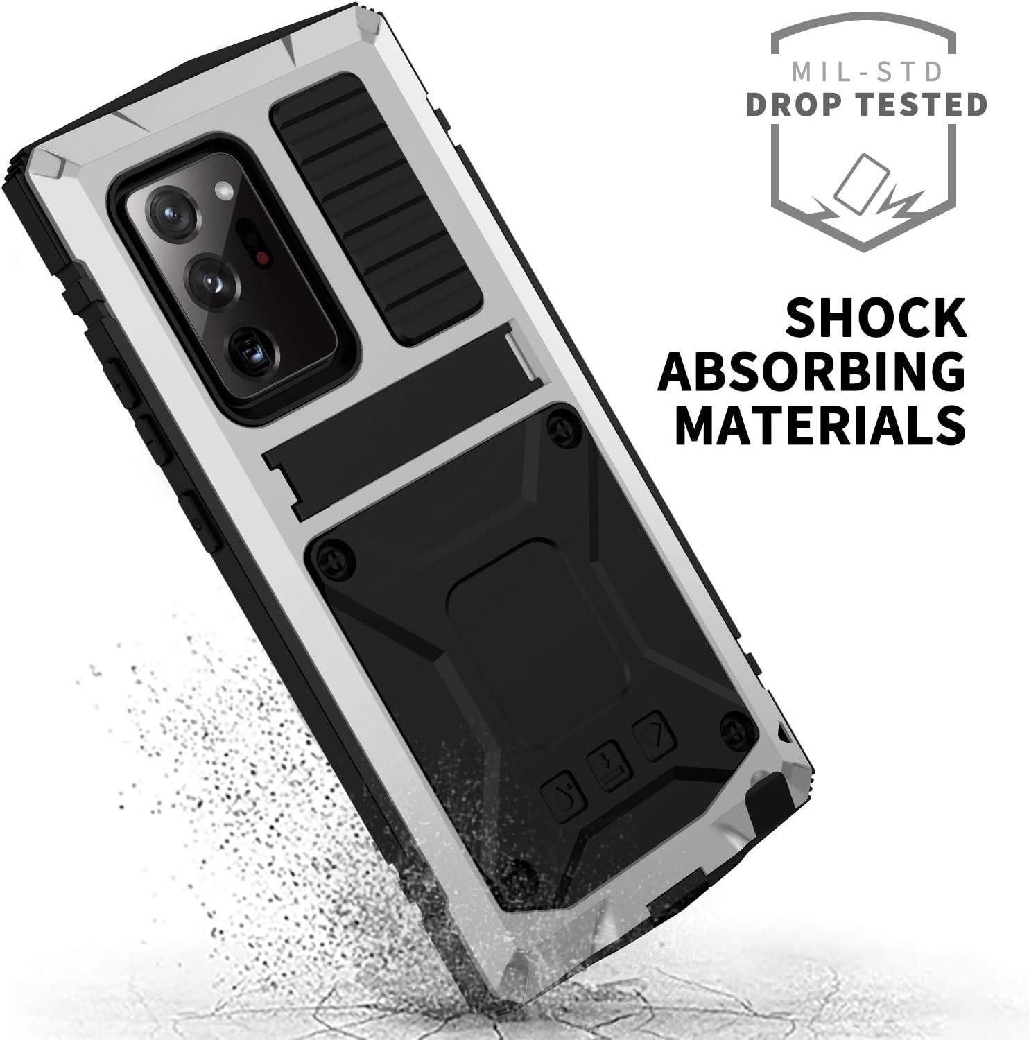 CHENXI for Samsung Galaxy Note 20 Ultra Case, Aluminum Metal Gorilla Glass Waterproof Shockproof Military Heavy Duty Sturdy Protector Cover Hard Case for Samsung Galaxy Note 20 Ultra (Silver)
