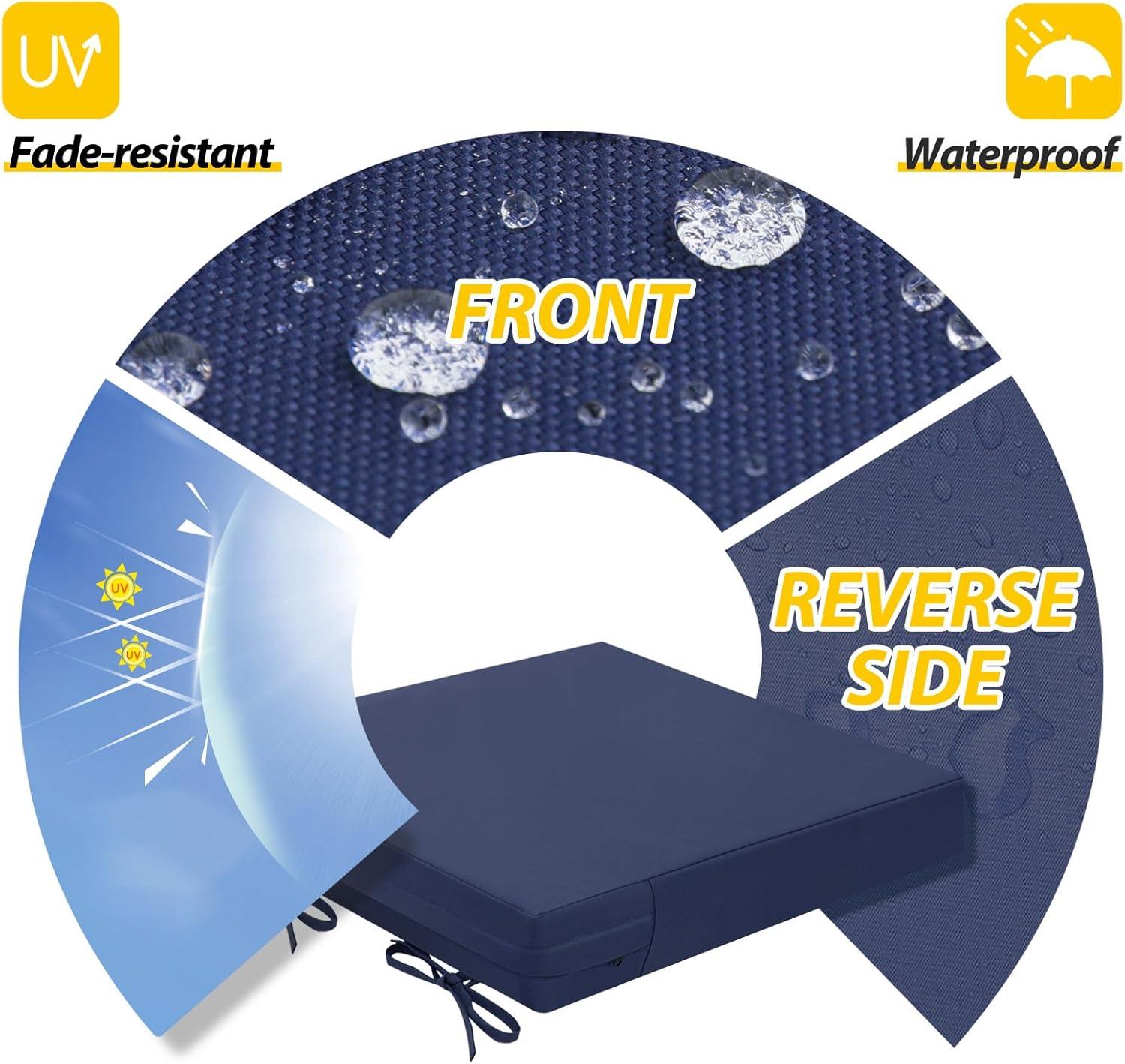 18 in. x 18 in. x 2 in. Outdoor Square Dining Chair Seat Cushion for Patio Furniture, Navy Blue (2-Pack)