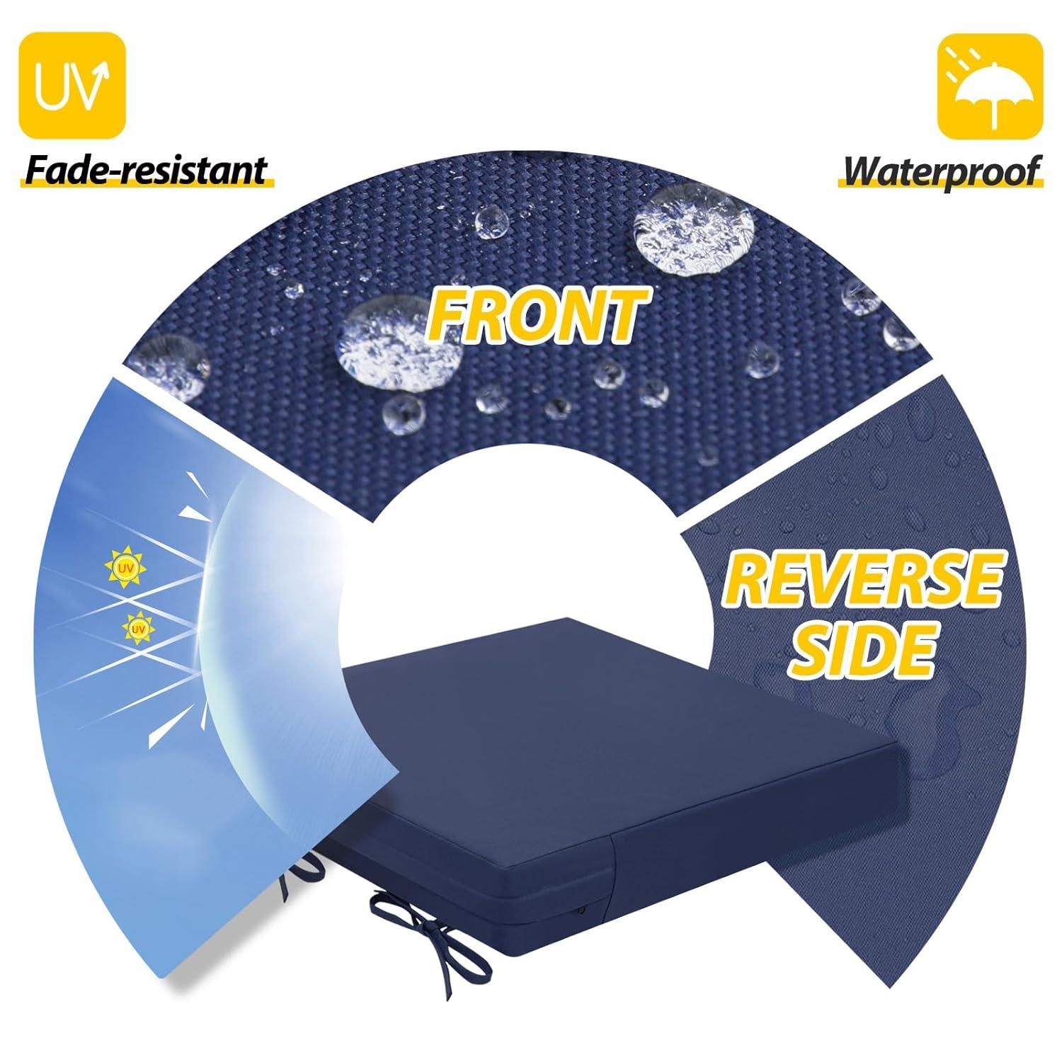 18 in. x 18 in. x 2 in. Outdoor Square Dining Chair Seat Cushion for Patio Furniture, Navy Blue (2-Pack)