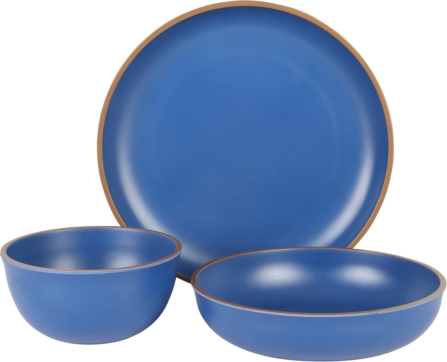 Gibson Home Rockabye 12 Piece Double Bowl Melamine Dinnerware Set