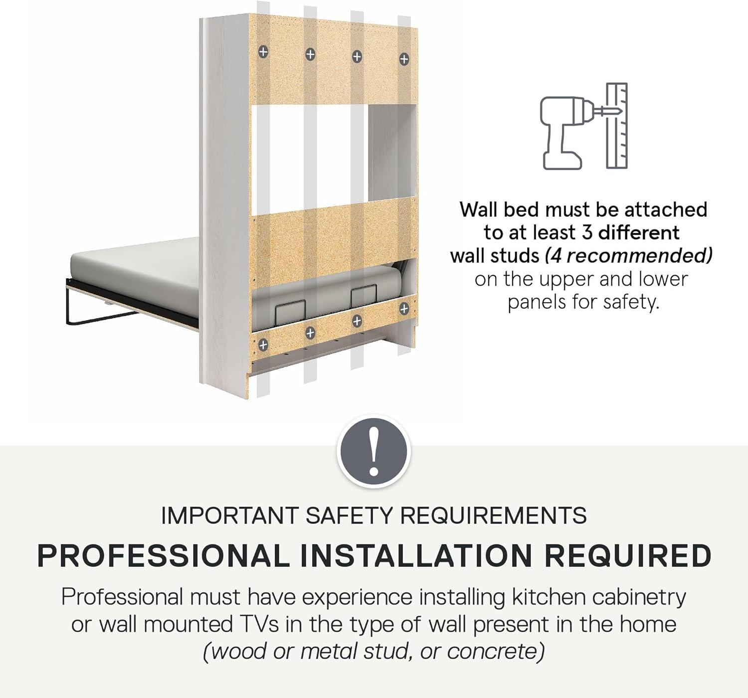 Columbia Walnut Full Size Murphy Bed with Storage and Slats