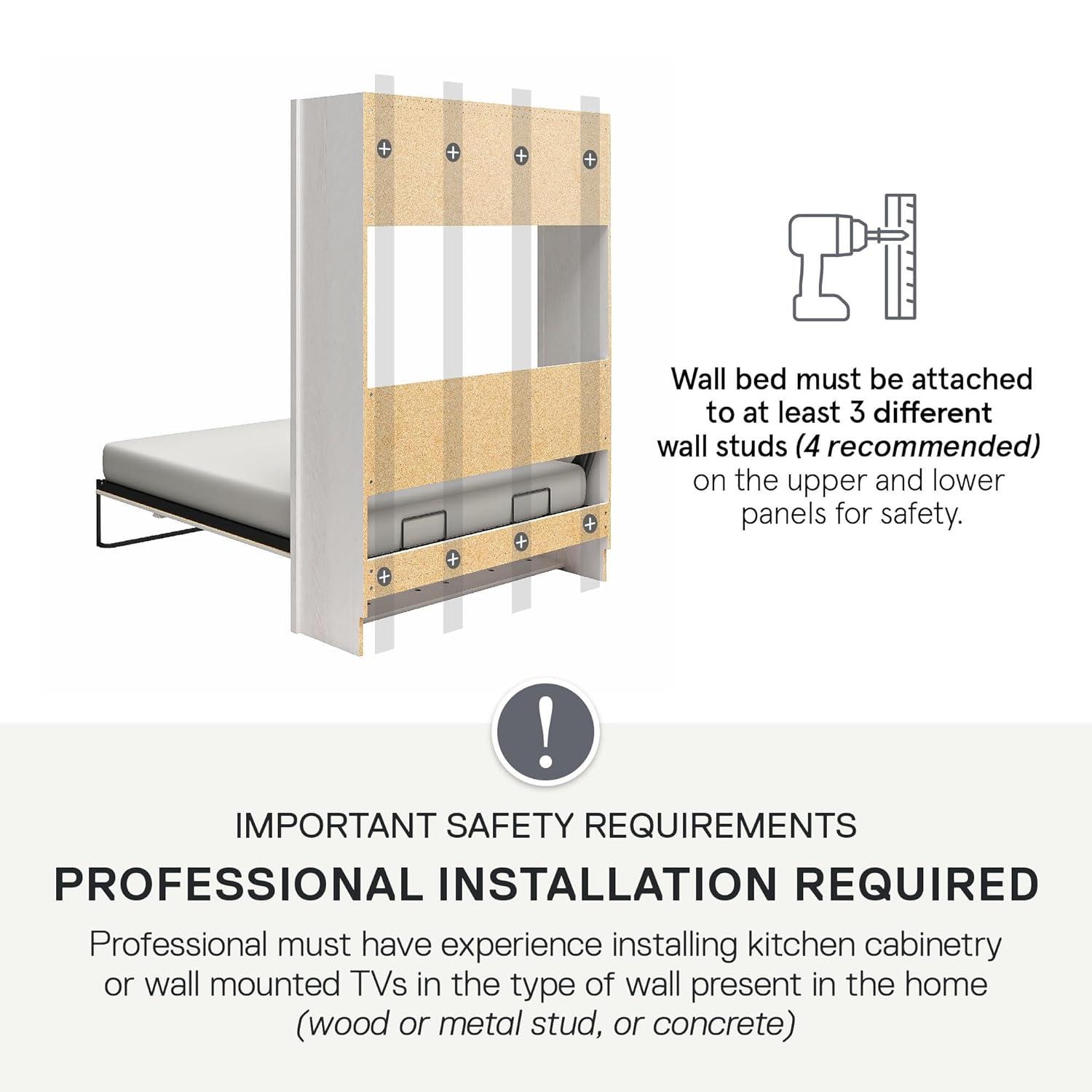 Columbia Walnut Full Size Murphy Bed with Storage and Slats