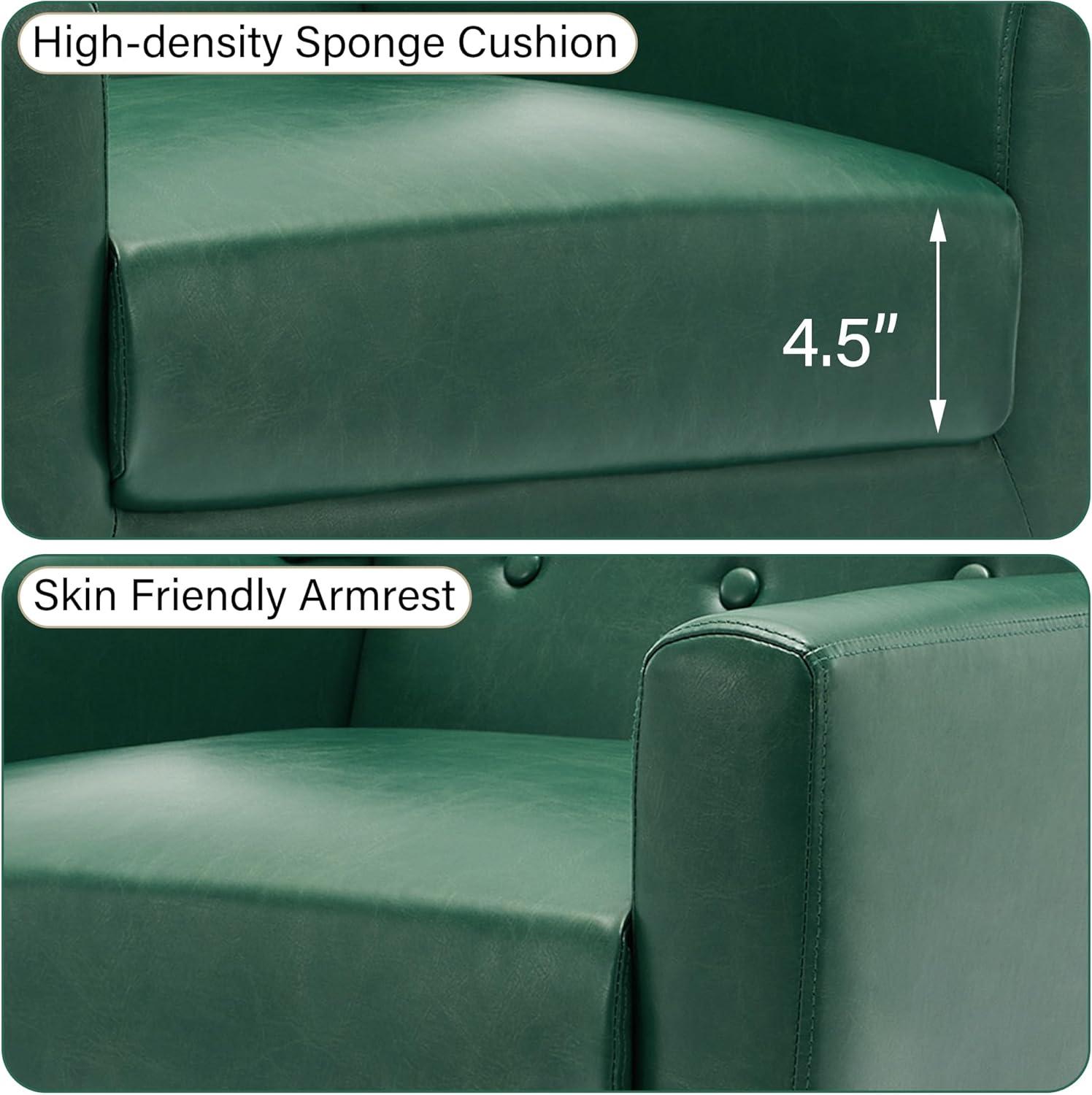 DREAMSIDEA Faux Leather Accent Chair for Living Room Morden Upholstered Armchair Green Chairs for Bedroom
