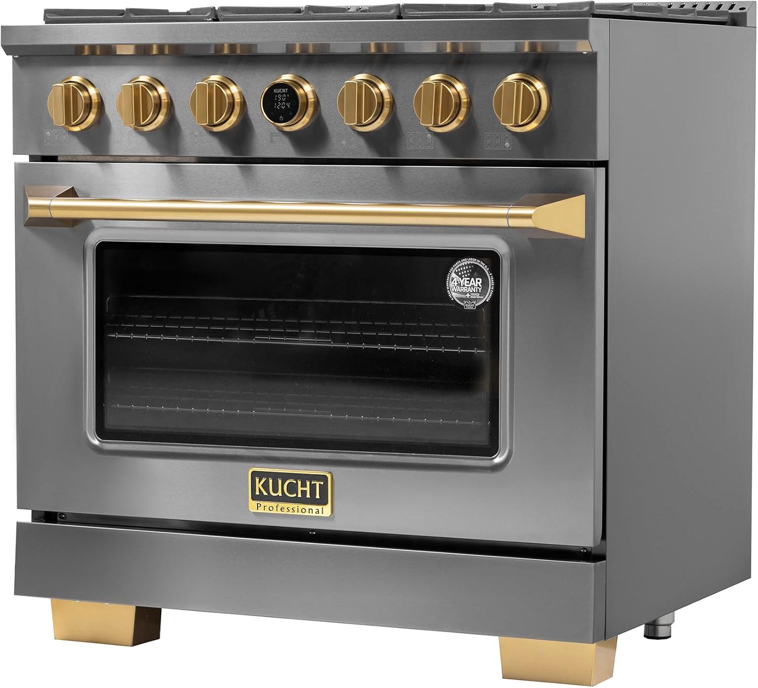 36 in. 5.2 cu. ft. Dual Fuel Range for Natural Gas in Titanium Stainless Steel.