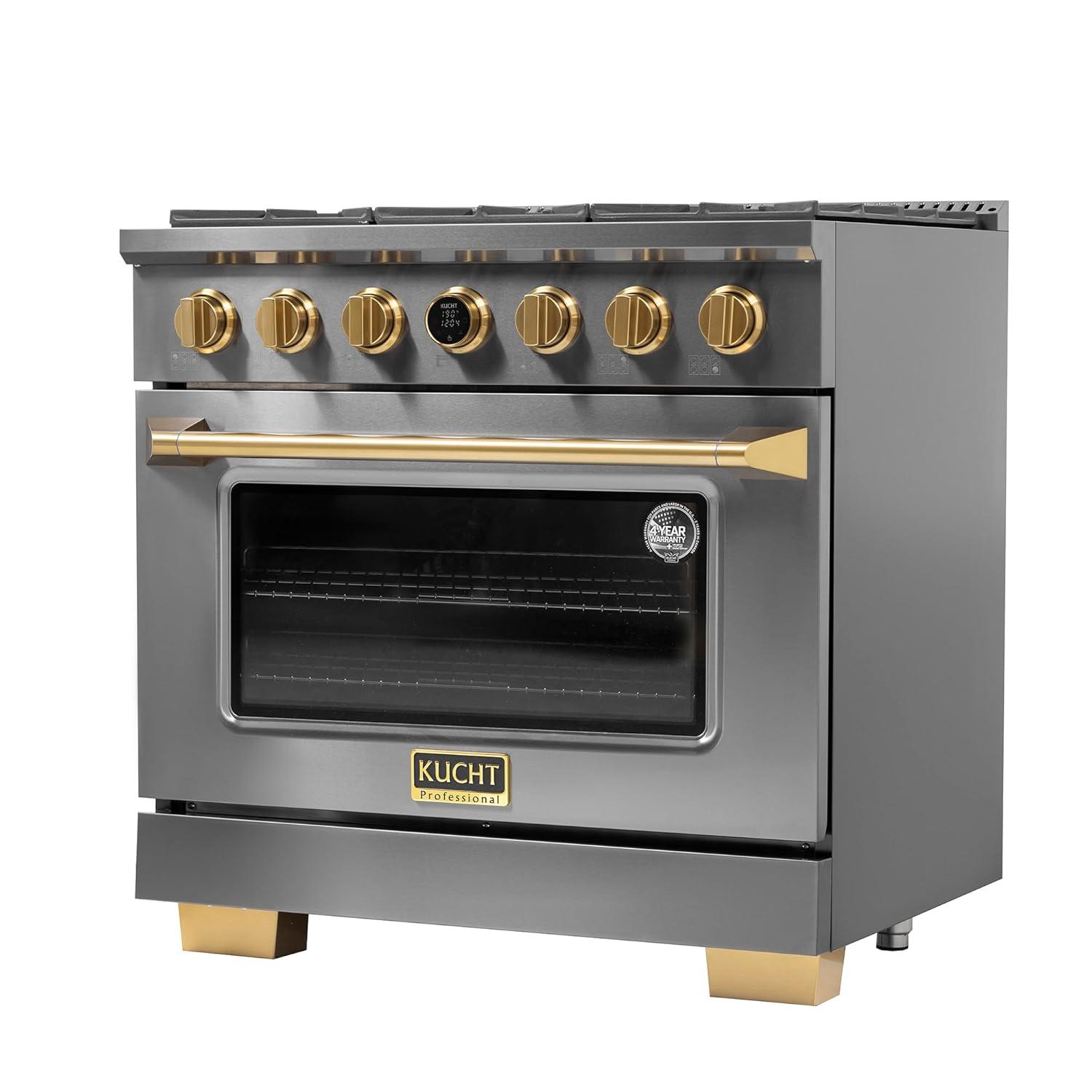 36 in. 5.2 cu. ft. Dual Fuel Range for Natural Gas in Titanium Stainless Steel.