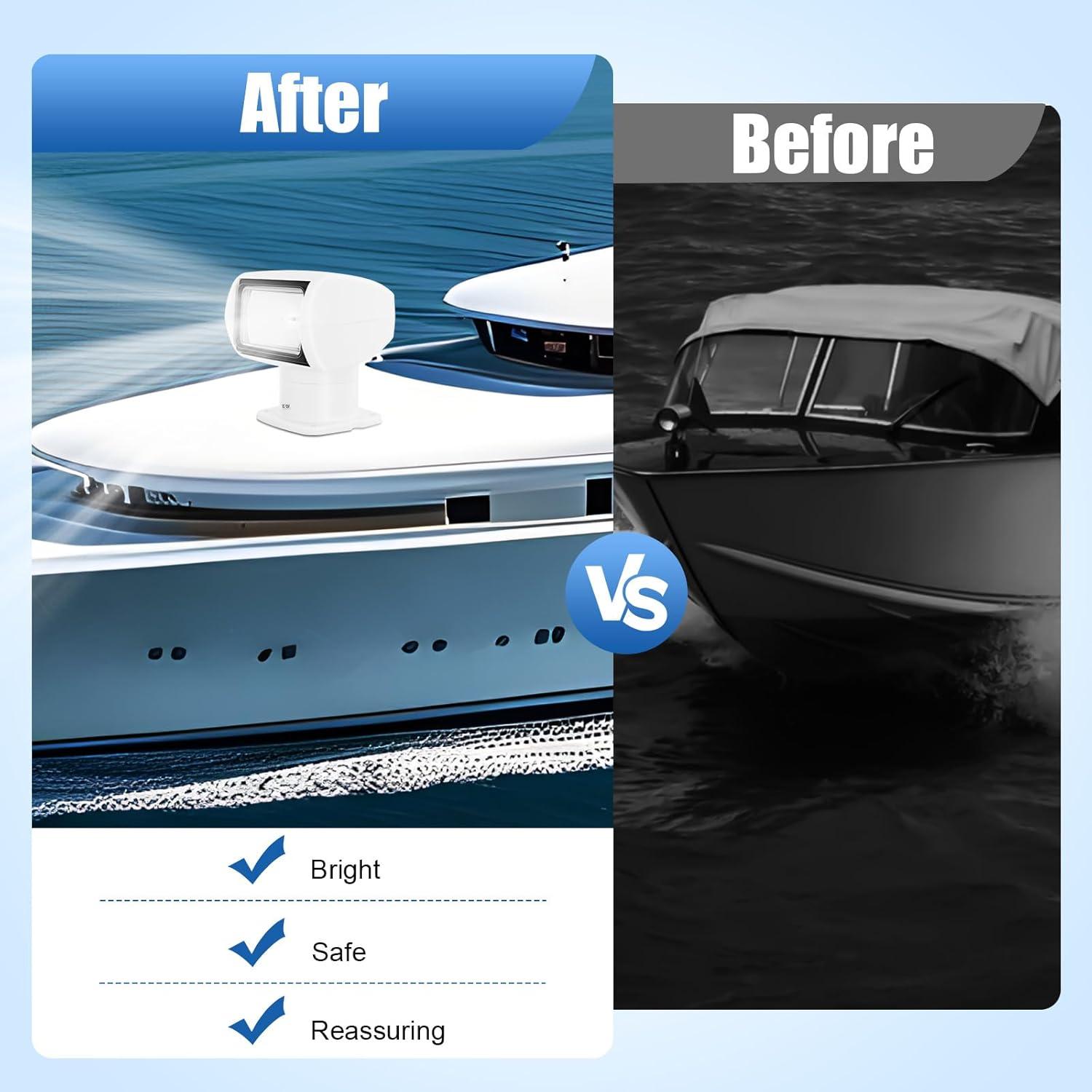 White Halogen Remote-Controlled Outdoor Boat Spotlight