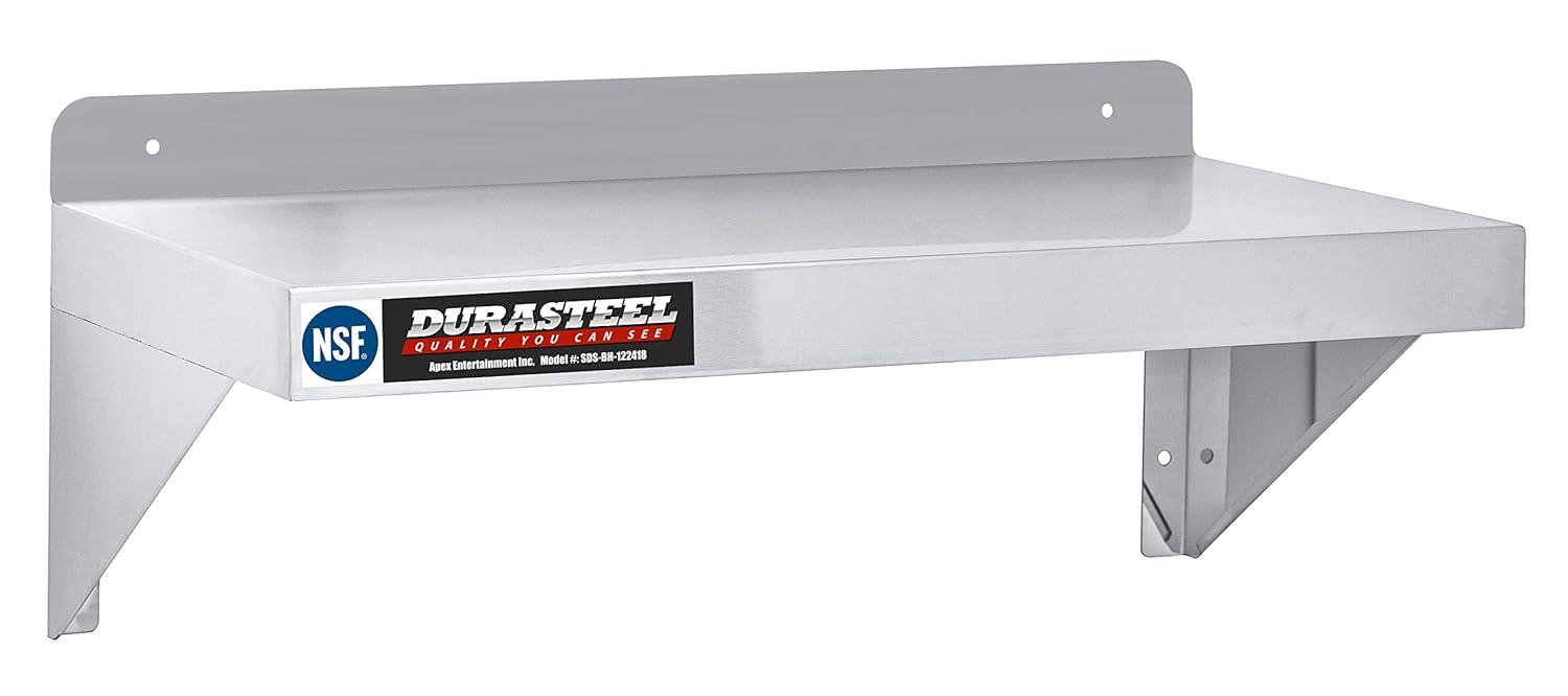 DuraSteel Stainless Steel Wall Shelf - 72" Wide x 14" Deep Commercial Grade - NSF Certified