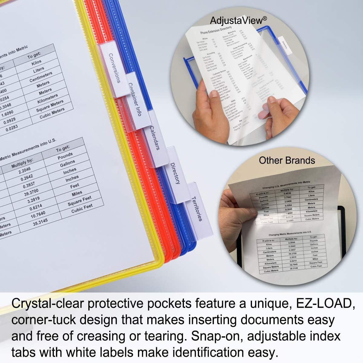 Ultimate Office AdjustaView 10-Pocket Desk Reference Organizer with Supplies Storage Base and EZ-Load Pockets to Hold 20 Sheets of Paper, Includes Fast Find Indexing Tabs (Colored Pockets)