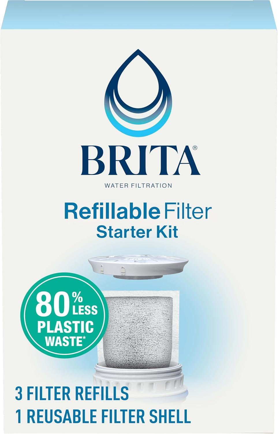Brita Refillable Filter Starter Kit 3pk: Replacement Water Filters for Pitchers & Dispensers, Filters Chlorine
