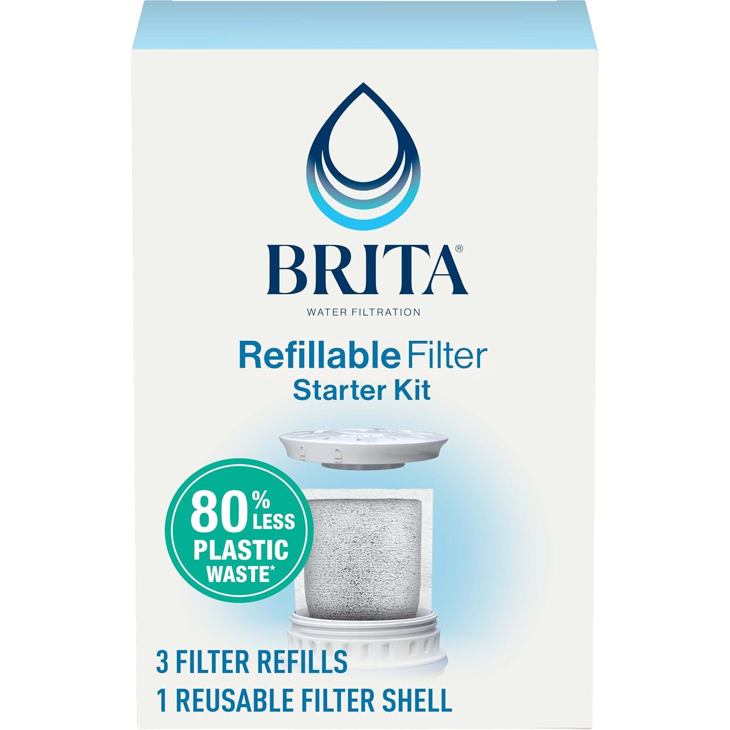 Brita Refillable Filter Starter Kit 3pk: Replacement Water Filters for Pitchers & Dispensers, Filters Chlorine