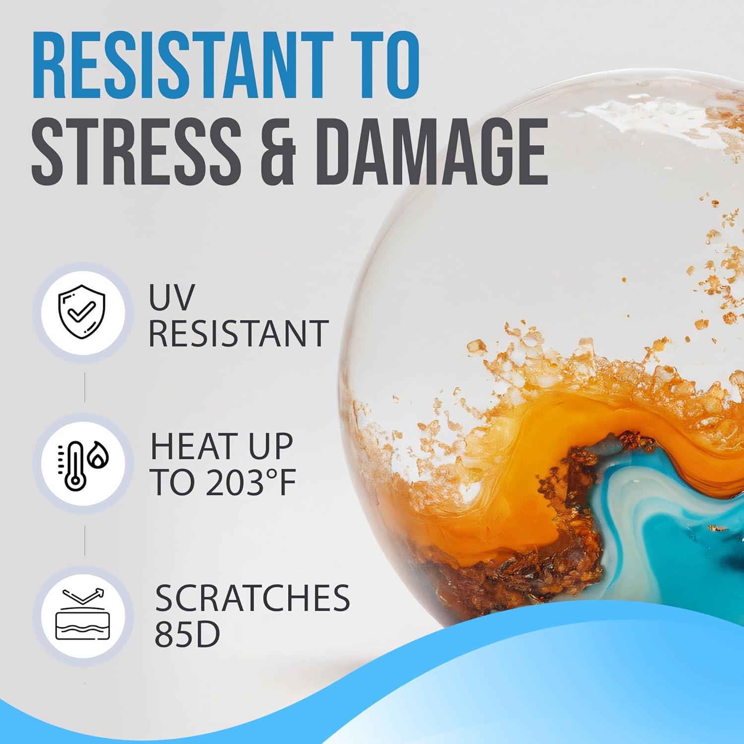 Epoxy Resin 8 oz Kit | 1:1 Crystal Clear Resin and Hardener for Super Gloss Coating | for Bars, Tabletop, Art, Jewelry, Casting Molds | Safe for Use on Wood, Metal, Stone, Plastic, Marine Sealer