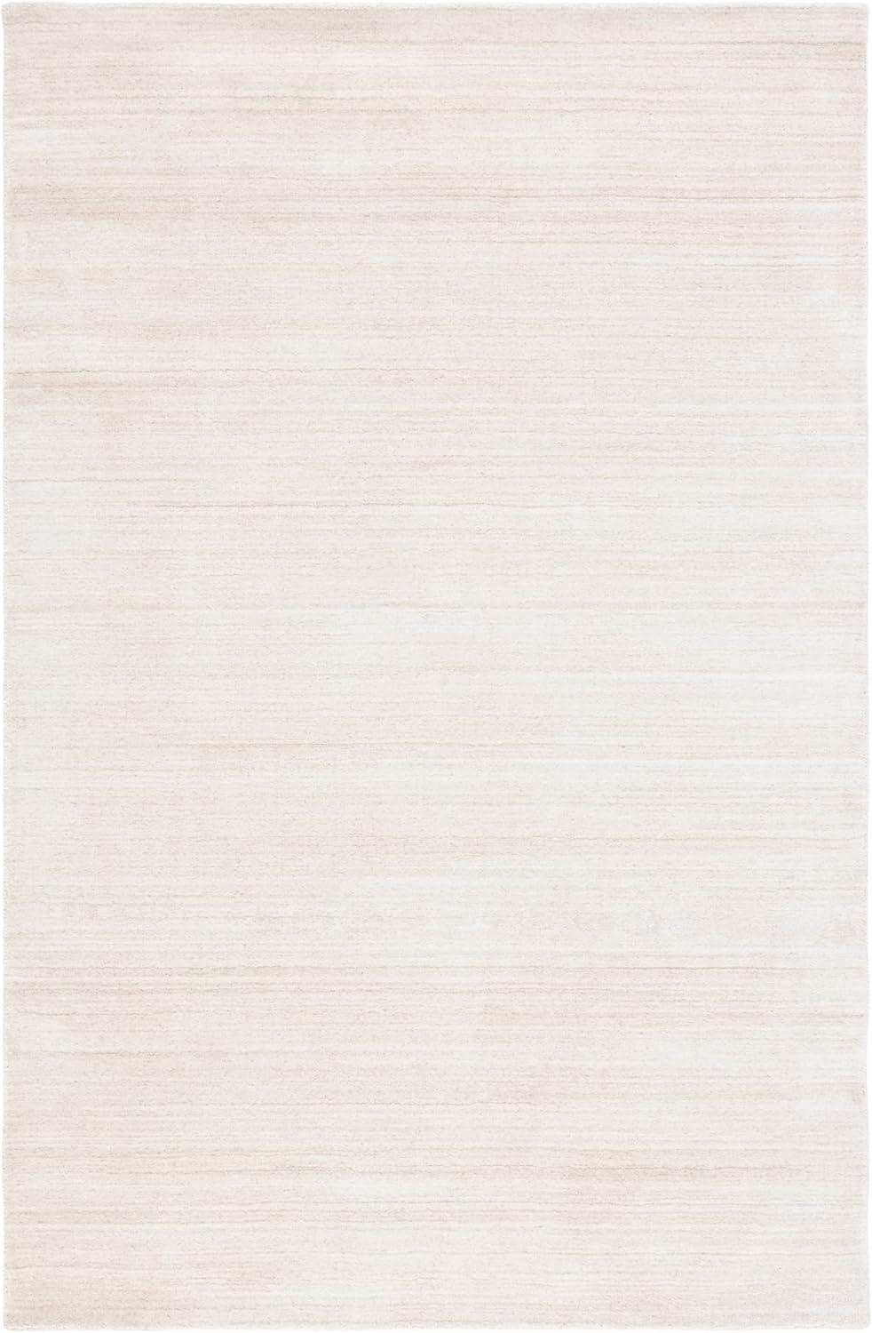 Beige Hand-Loomed Wool and Viscose Area Rug