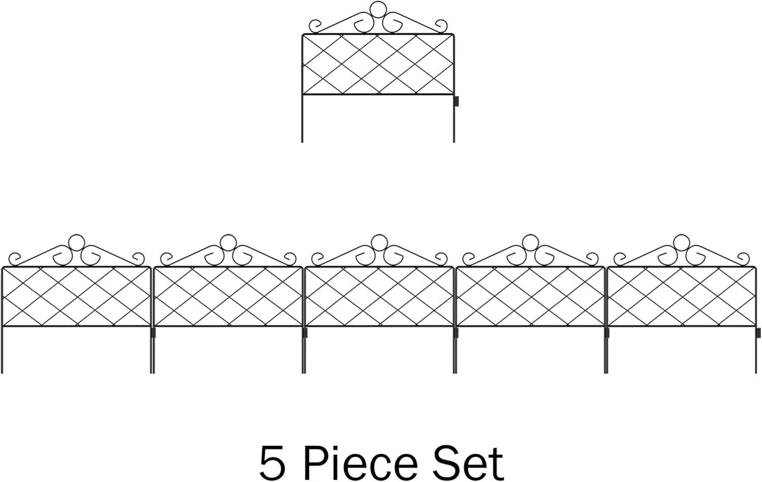 Azalea Black Metal Decorative Garden Fencing Set