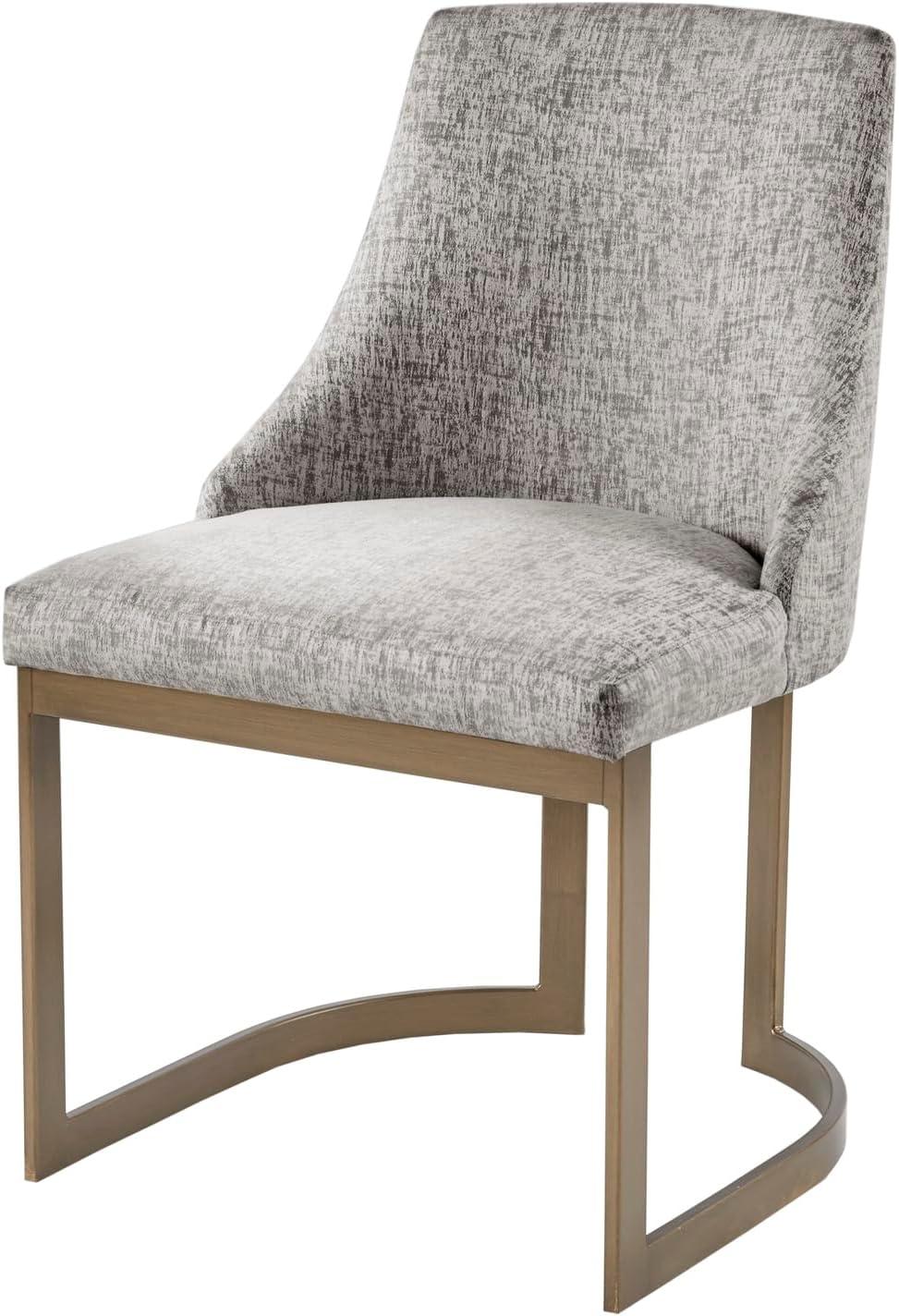 Madison Park Set of 2 Thornton Dining Chairs Gray: Upholstered, Metal Legs, Contemporary Style