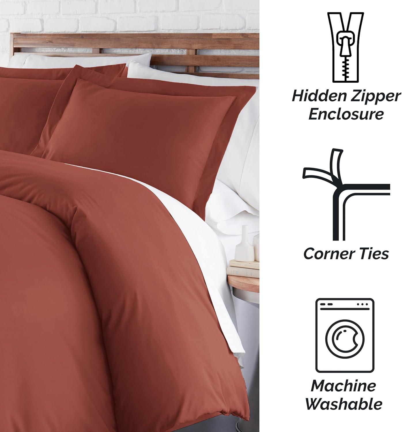 Southshore Fine Living, Inc. Oversized Queen Duvet Cover Set – Easy-Care Queen/Full Size Duvet Cover with 2 Pillow Shams, Lightweight, Queen Size Comforter Cover, Fade and Stain Resistant, Marsala
