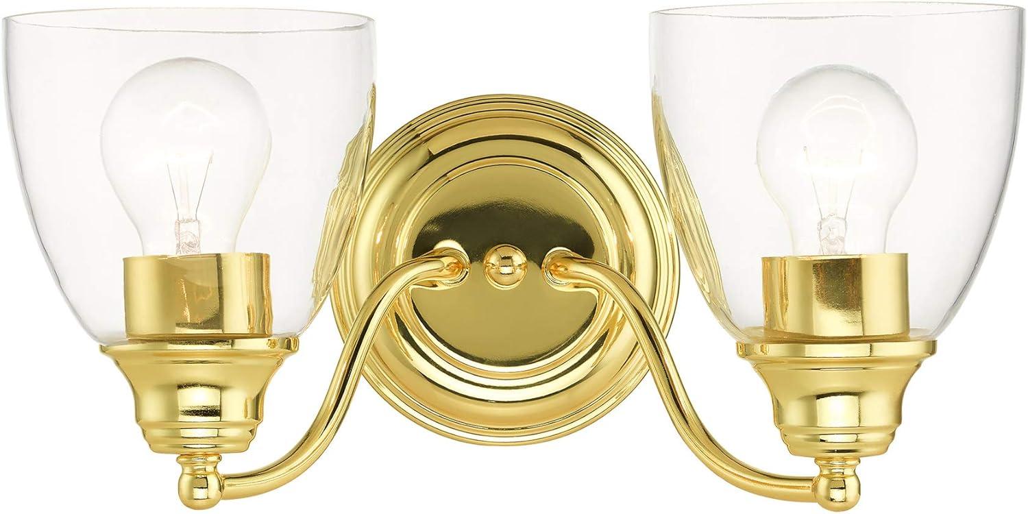 Montgomery Polished Brass 2-Light Vanity Sconce with Hand-Blown Glass