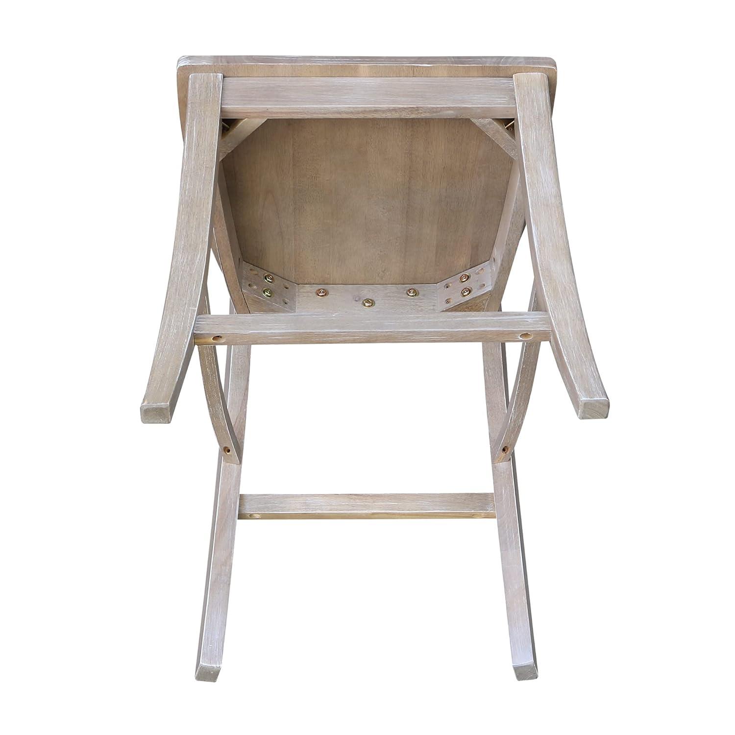24" Vinyard Counter Height Barstool Washed Gray/Taupe - International Concepts: Solid Wood, X-Back Design