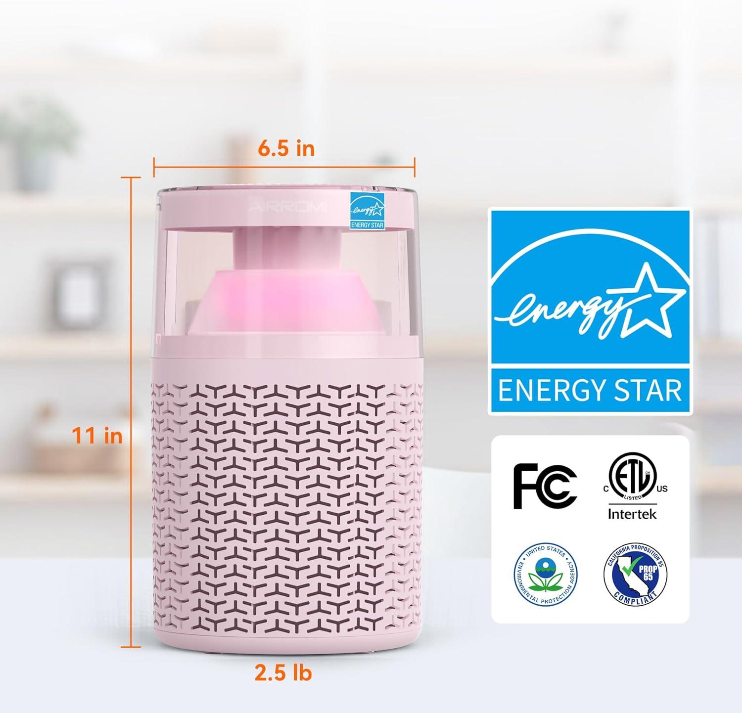 QUALITY FLOORING INC. Air Purifiers For Bedroom Home,Up To 658 Ft²,Activated Carbon Filter Cleaner,With Fragrance Sponge For Better Sleep,Night Light,Pet Dander,Allergies,Smoke,Odor,Desktop Air Cleaner