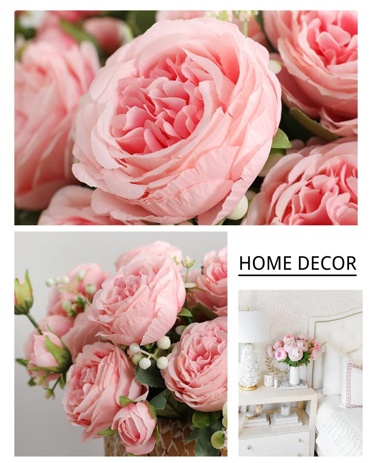 ASTRYAS 3pcs Artificial Flowers Light Pink Fake Silk Peony for Decoration Faux Peonies for Spring Home Bridal Wedding Party Decor Baby Shower