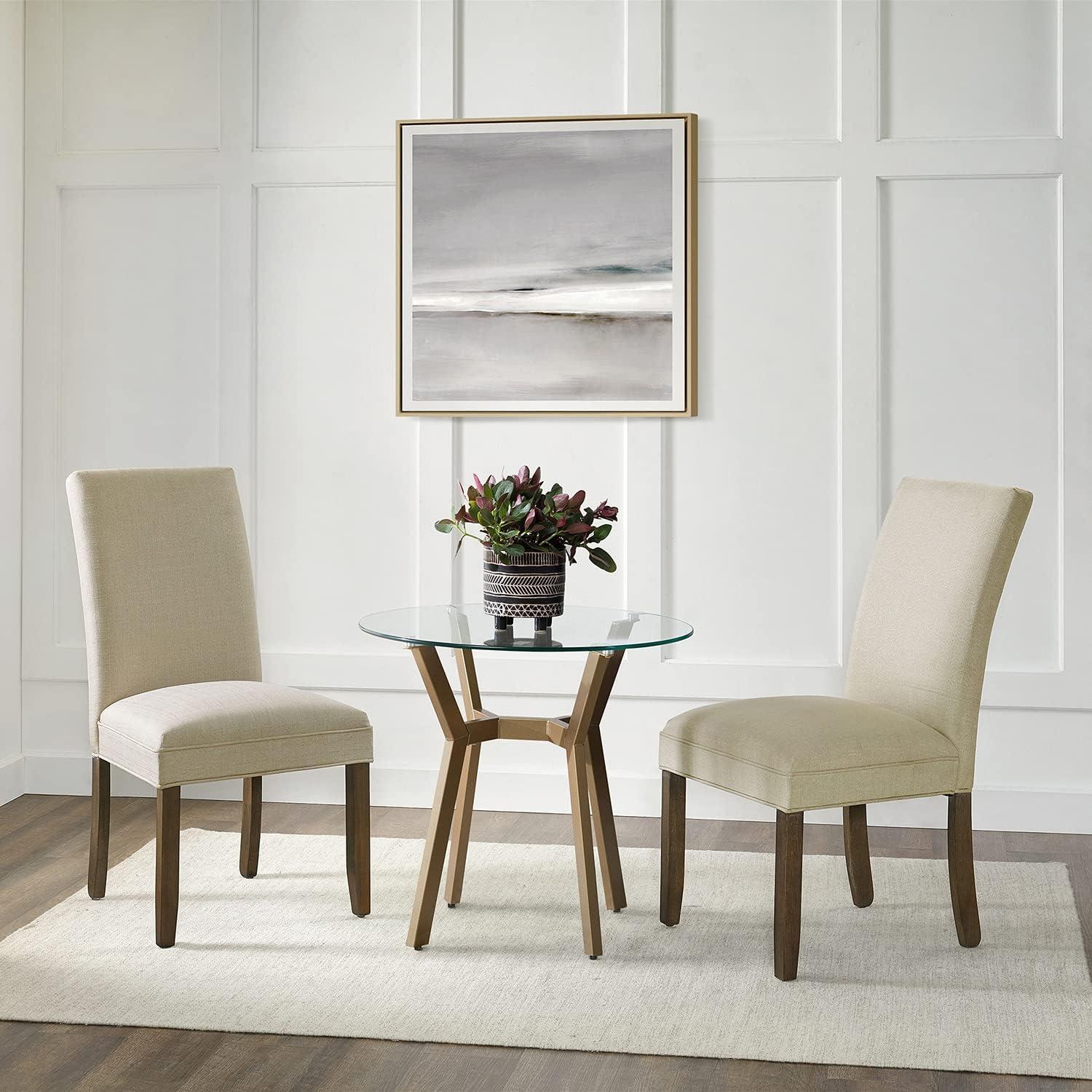 Elegant Cream Upholstered Parsons Side Chair Set in High-Quality Wood