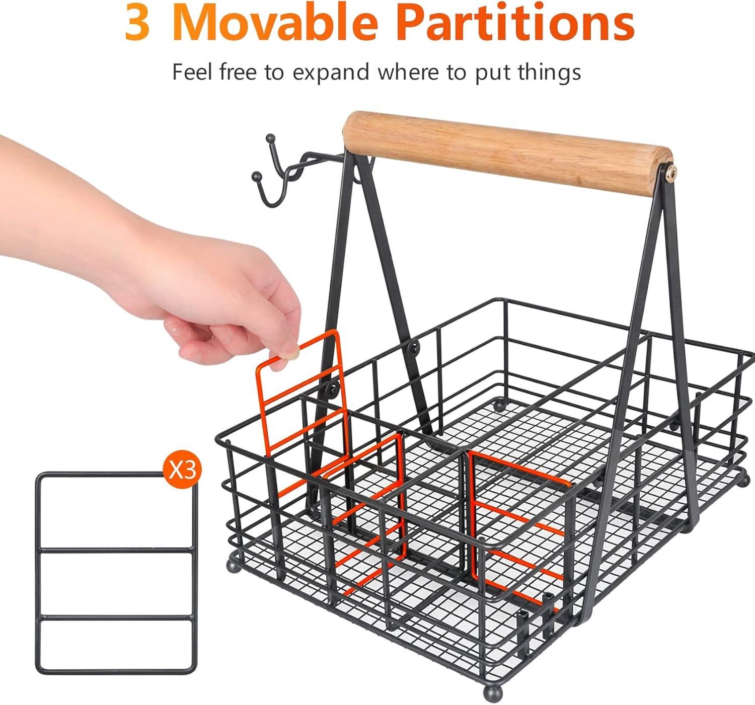 Stack man Grill Caddy, Picnic Utensil Caddy With Paper Towel Holder For Griddle Smoker Outdoor Grill Carry System Camp Kitchen Organizer BBQ Basket Camping Glamping Essentials RV Accessories