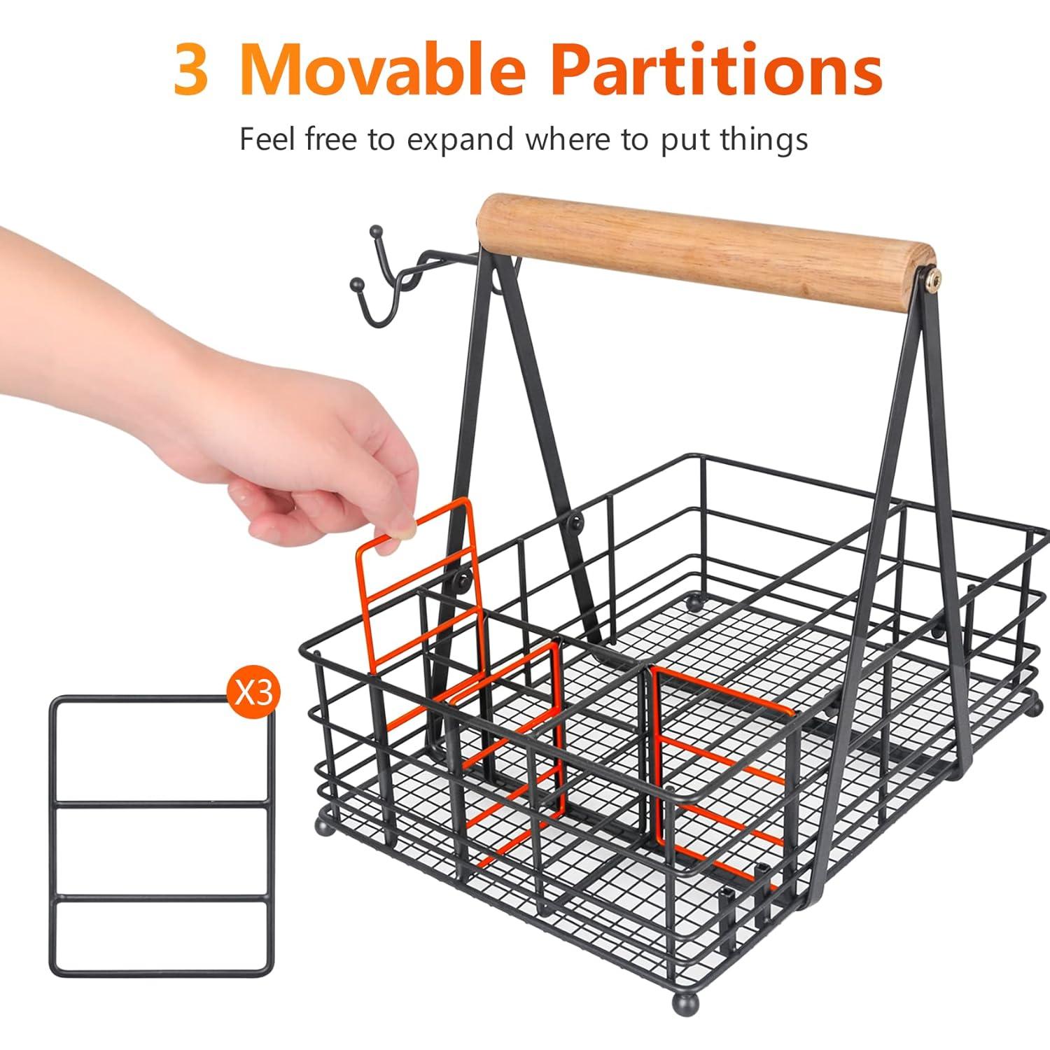 Stack man Grill Caddy, Picnic Utensil Caddy With Paper Towel Holder For Griddle Smoker Outdoor Grill Carry System Camp Kitchen Organizer BBQ Basket Camping Glamping Essentials RV Accessories