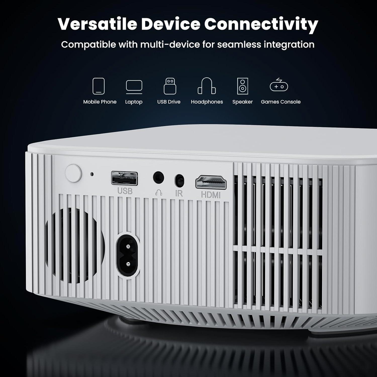 BEACHWATER POOL & SPA, LLC Outdoor Projector, Mini Projector For Home Theater, 1080P And 240" Supported Movie Projector 7500 L Portable Home Video Projector Compatible With Smartphone/TV Stick/PS4/PC/Laptop