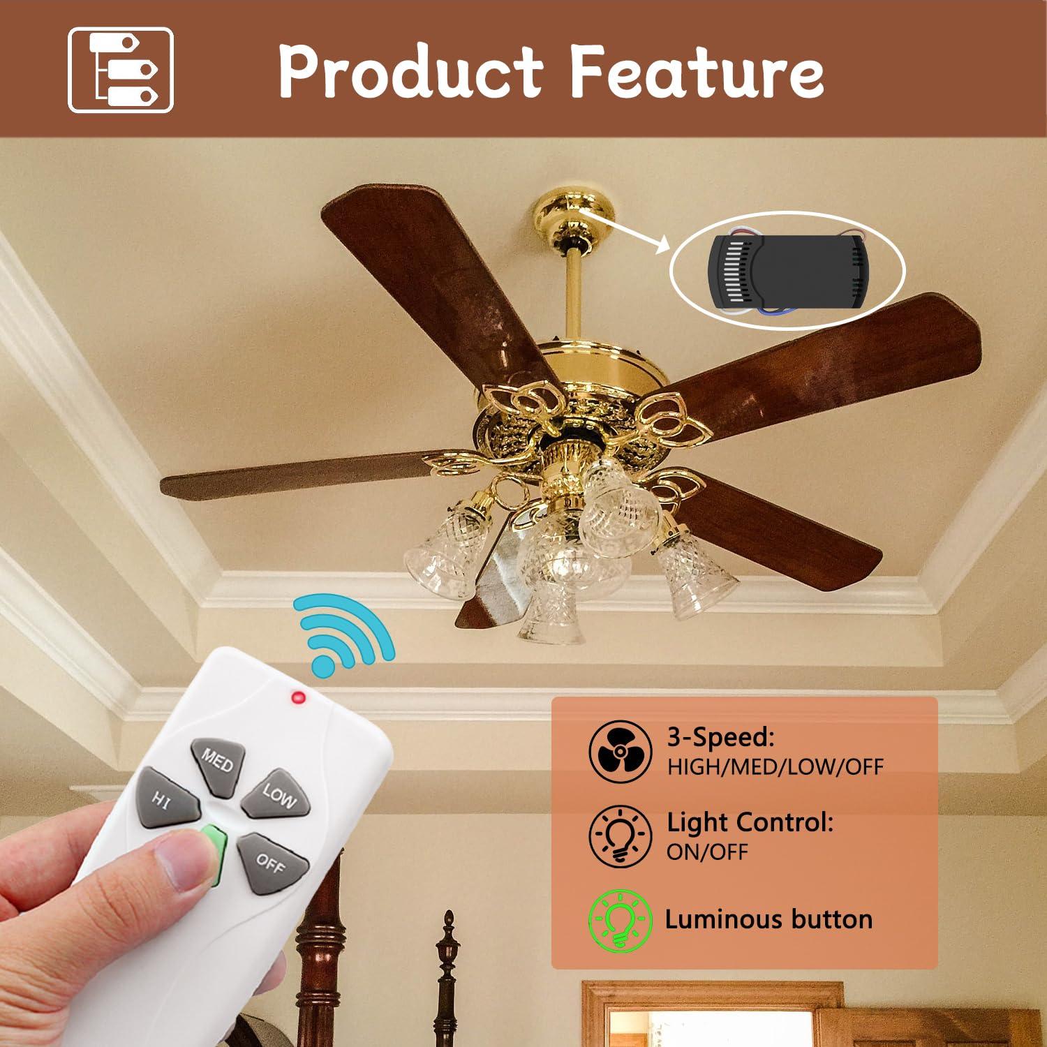 Hampton Bay UC7078T Replacement for Ceiling Fan Remote UC7078T with Up Down Light, L3H2010FANHD Fan-HD Fan-HD6 (Remote Only)