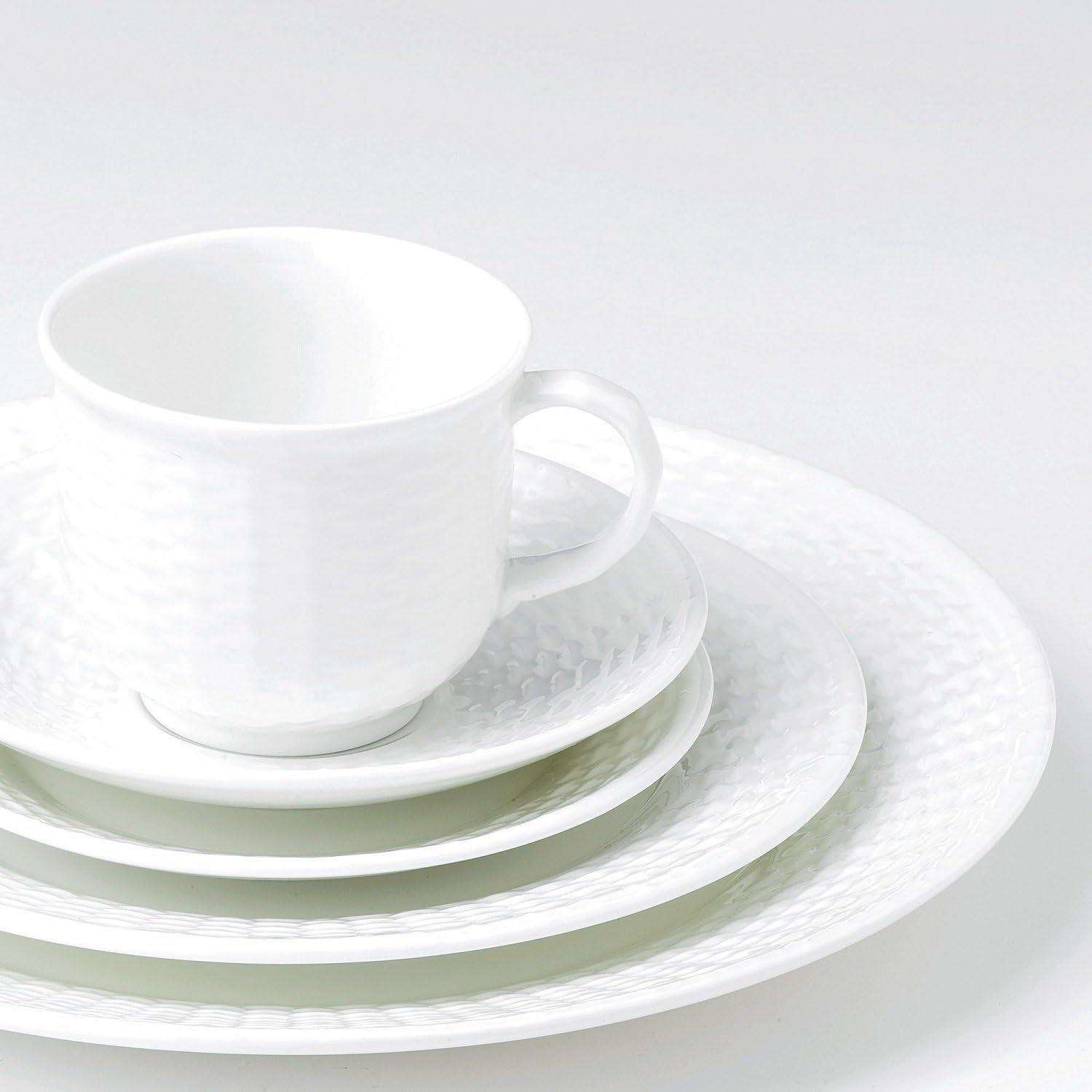 White Ceramic Embossed Basketweave Ice Cream Bowl