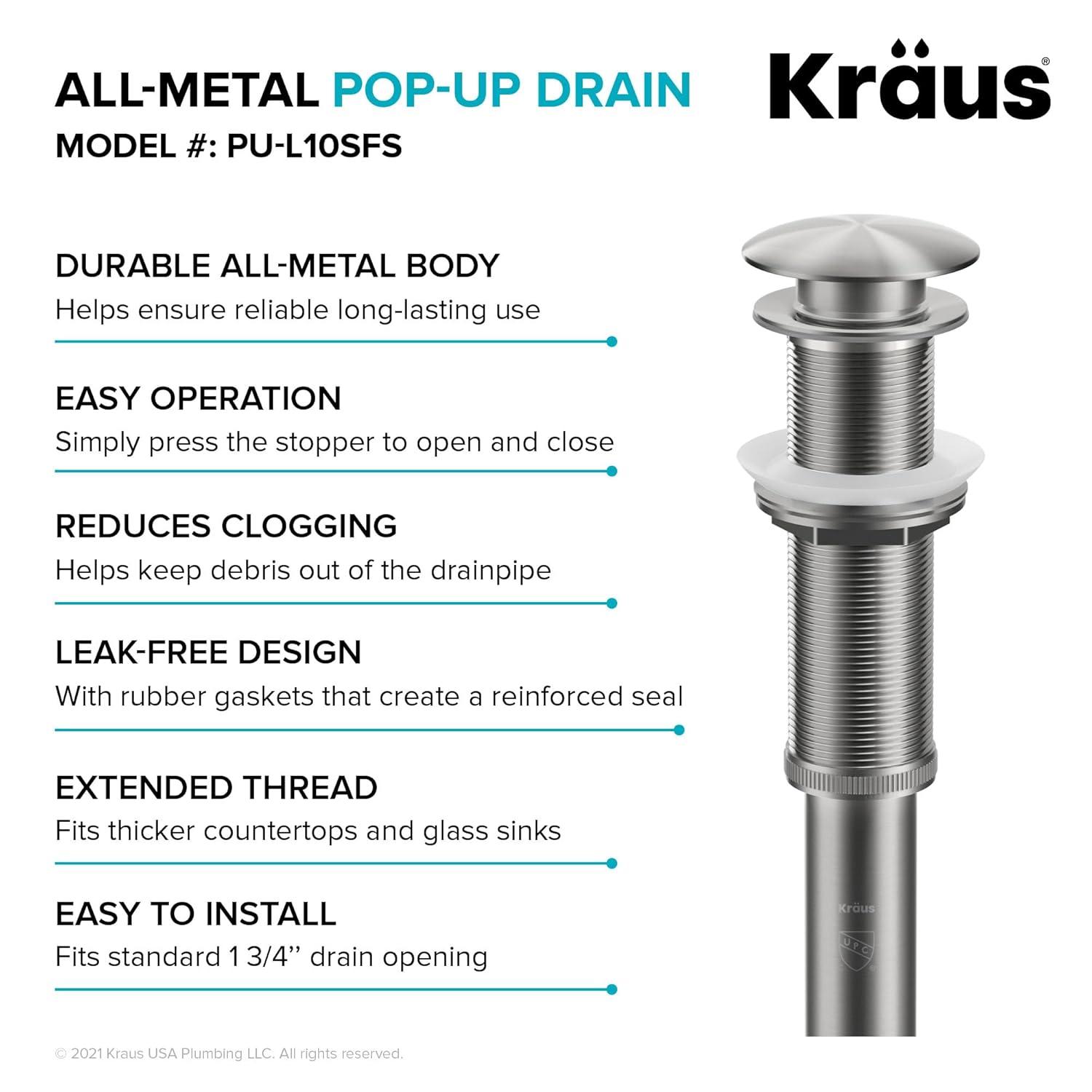 Exquisite 1.75" Pop-Up Bathroom Sink Drain