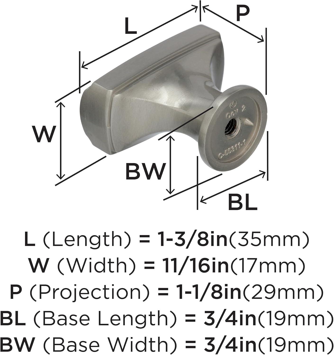 Amerock Highland Ridge 1-3/8 inch (35mm) Length Satin Nickel Cabinet Knob