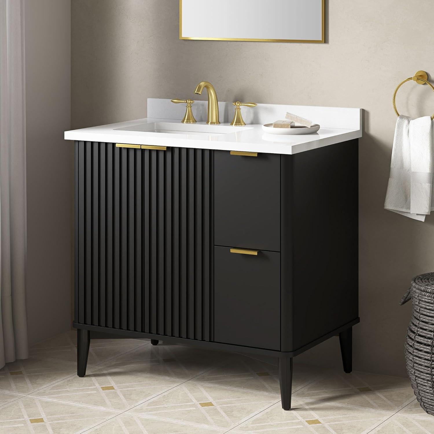 Miseno Mv-Berk36-15Vva Indy 36" Free Standing Single Basin Vanity Set - Onyx Black / White