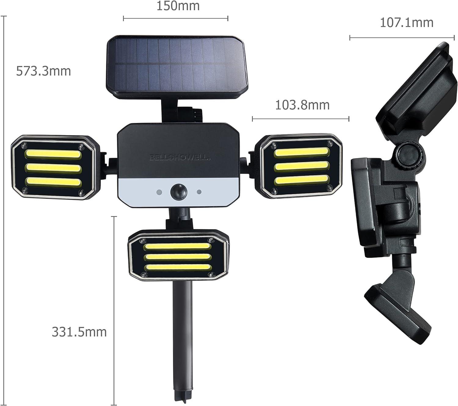 Bell + Howell Bell+Howell Bionic Solar Powered Floodlight with Remote Control, Wide Angle and Motion Activated