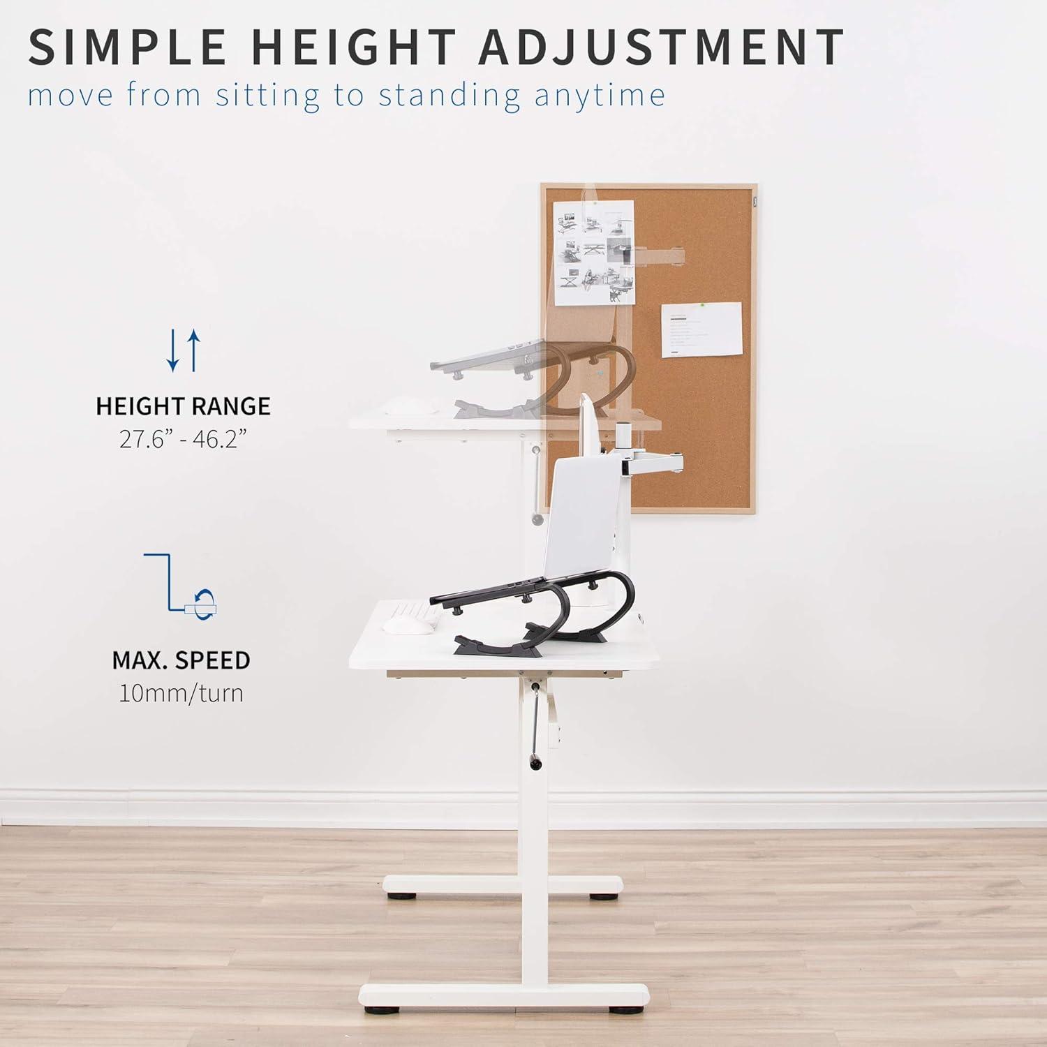 43in x 24in Manual Height Adjustable Desk