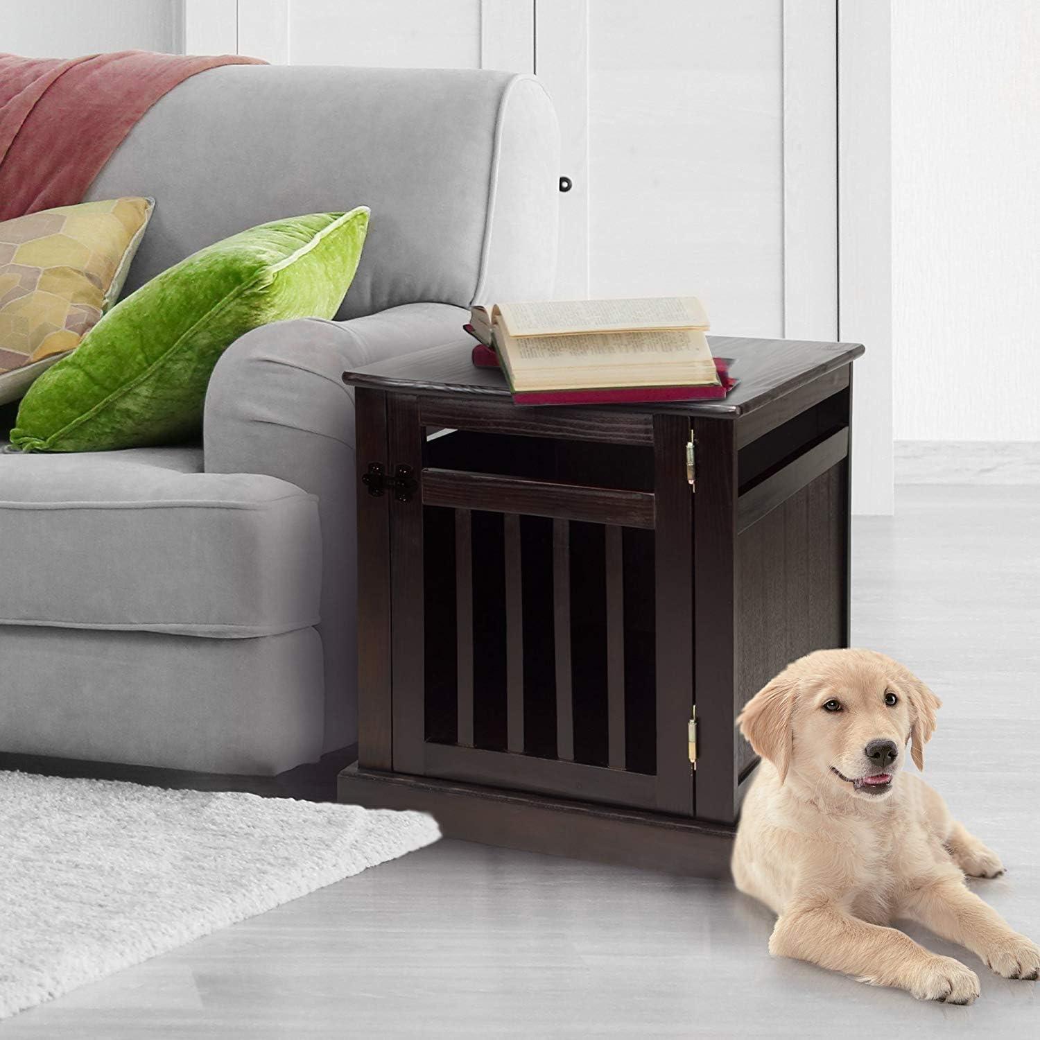 Espresso Solid Wood Pet Crate End Table