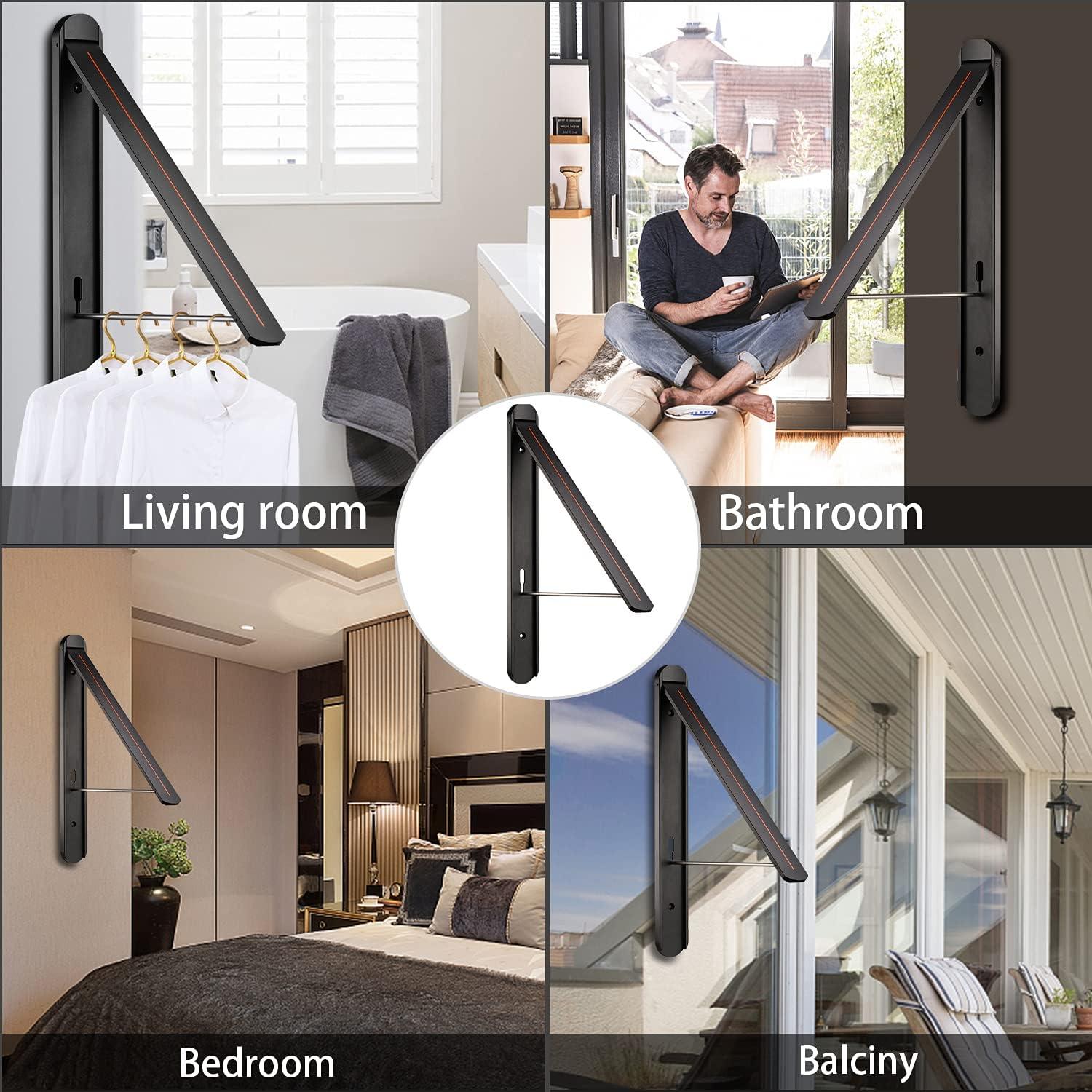 Clothes Drying Rack for Small Laundry Rooms, Clothes Drying Rack Folding Indoor, Wall Mounted Clothes Rack Foldable, (Aluminum, Silver)