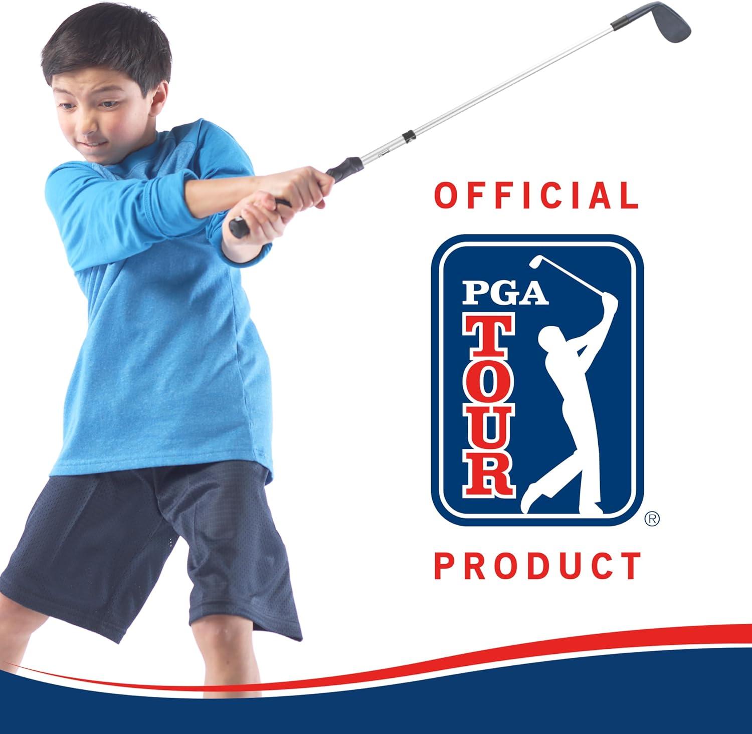 Franklin Sports PGA TOUR Kids Golf Set - Youth Adjustable Plastic Golf Club Set - Kids Plastic Golf Set with Bag and Balls - Adjustable Length Clubs for Toddlers - Red & Blue