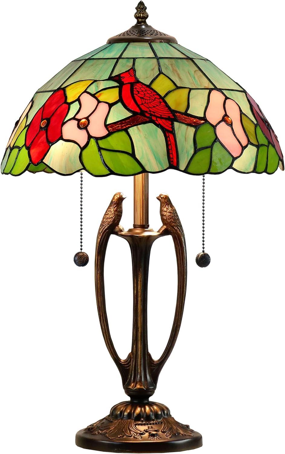 Dale Tiffany 2-Light Resin & Art Glass Table Lamp in Antique Bronze/Green