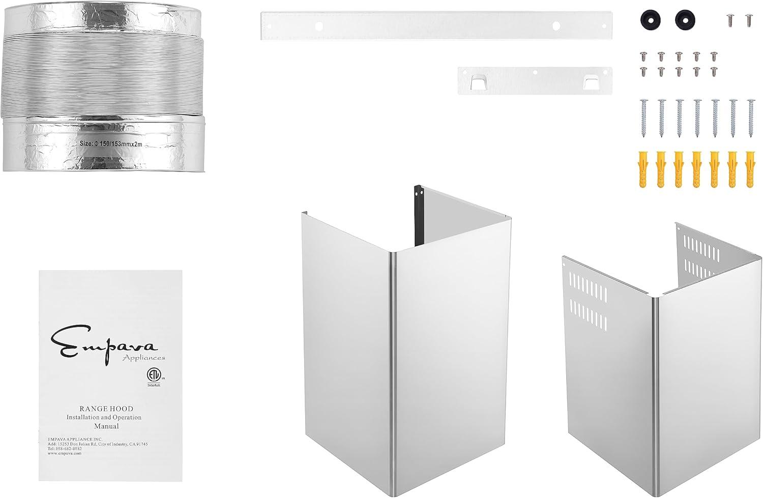 Empava 30" Metal 400 CFM Ducted (Vented) Island Range Hood with Baffle Filter